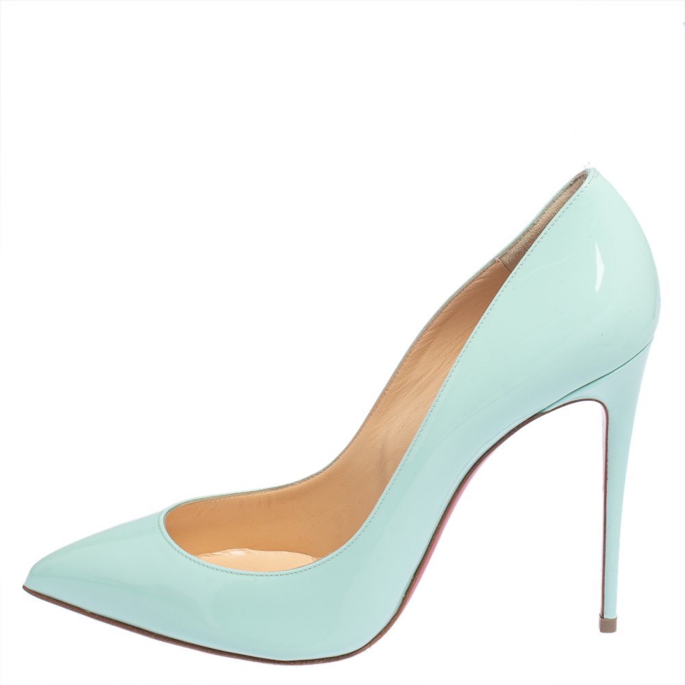 

Christian Louboutin Turquoise Patent Leather So Kate Pumps Size, Blue