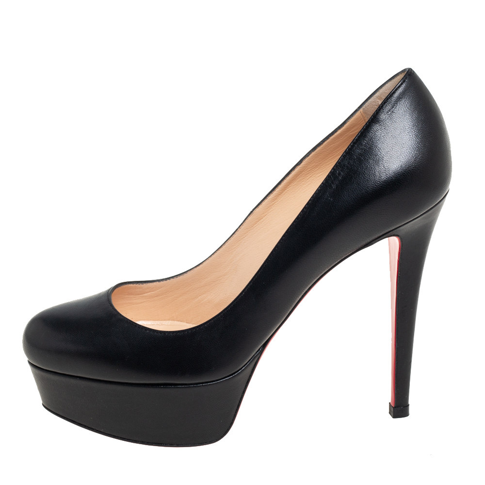 

Christian Louboutin Black Leather Bianca Platform Pumps Size