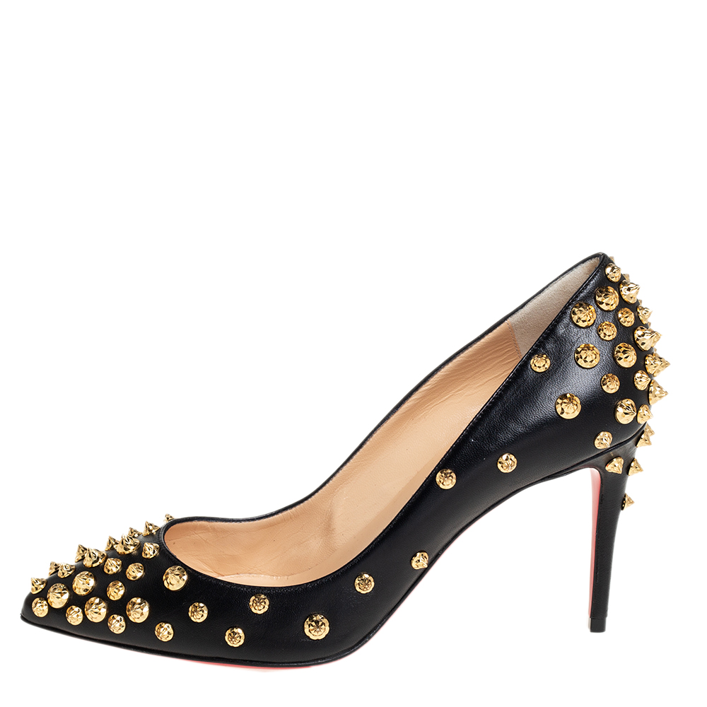 

Christian Louboutin Black Leather Aimantaclou Pumps Size