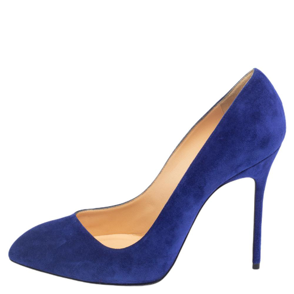 

Christian Louboutin Blue Suede Corneille Pumps Size