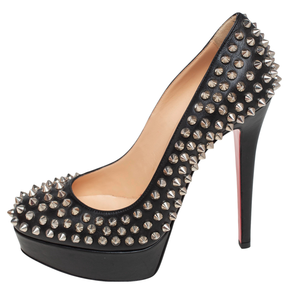 

Christian Louboutin Black Leather Alti Spike Platform Pumps Size