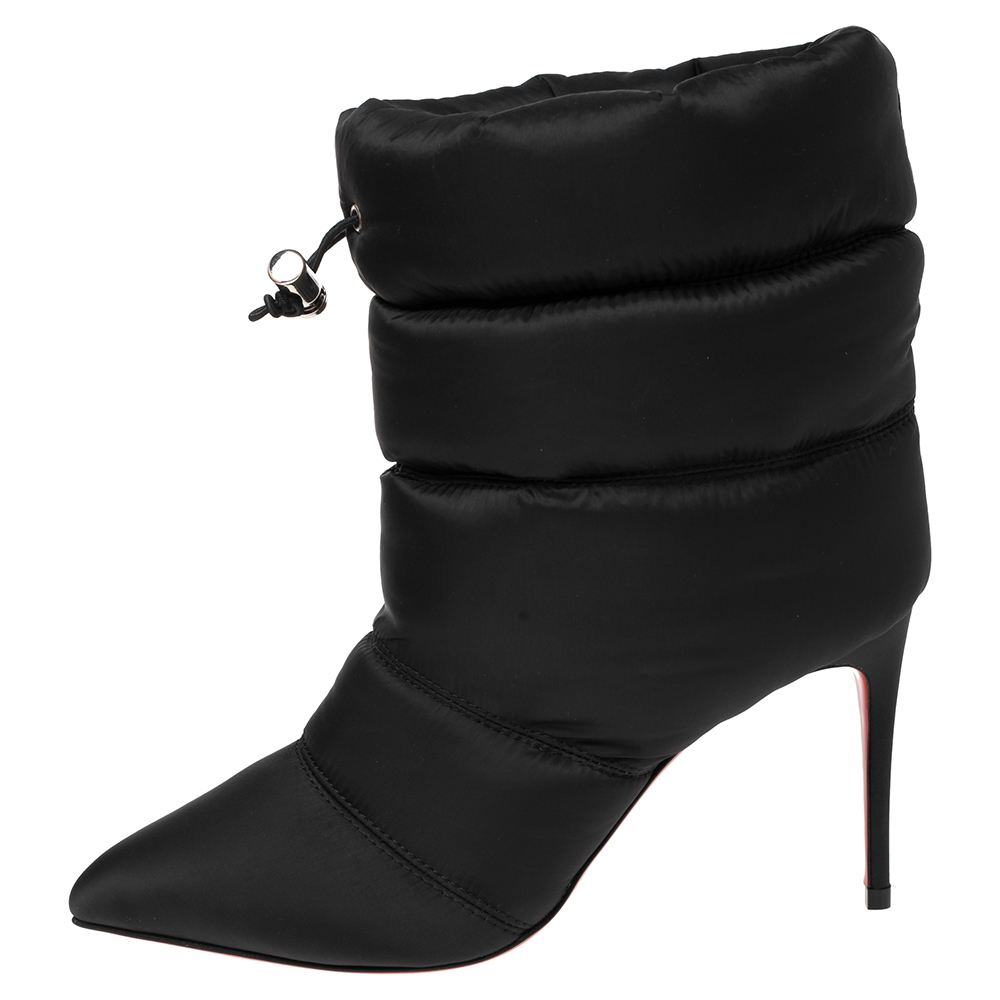 

Christian Louboutin Black Padded Nylon Astro Puffer Ankle Boots Size