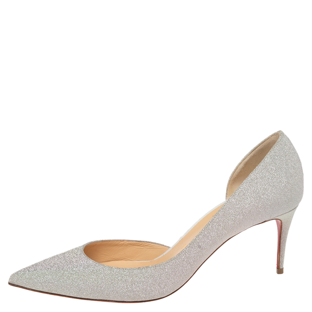 

Christian Louboutin Silver Glitter Iriza D'Orsay Pumps Size