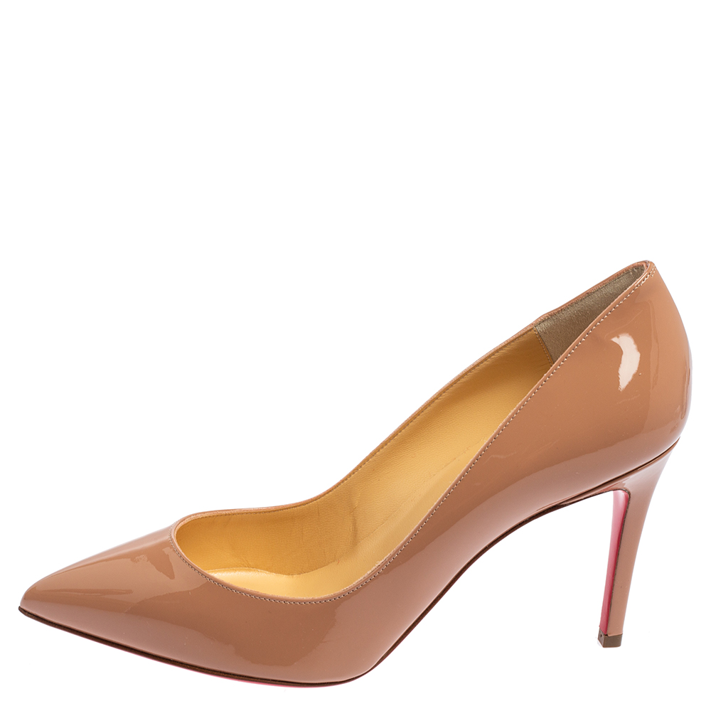 

Christian Louboutin Nude Pink Patent Leather Pigalle Pumps Size