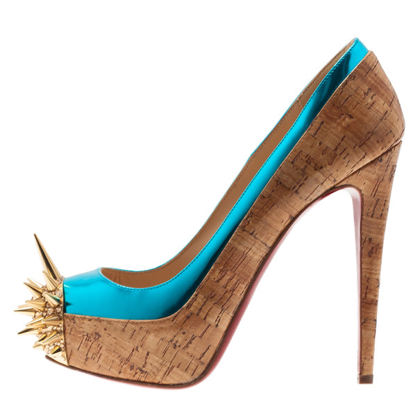 

Christian Louboutin Two Tone Asteroid Spike Pumps Size, Beige