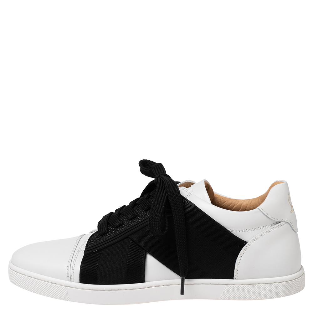 

Christian Louboutin Black/White Leather Elastikid Donna Sneakers Size