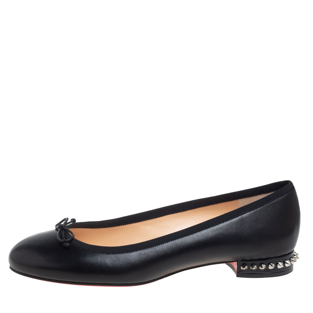 

Christian Louboutin Black Leather La Massine Flats Size