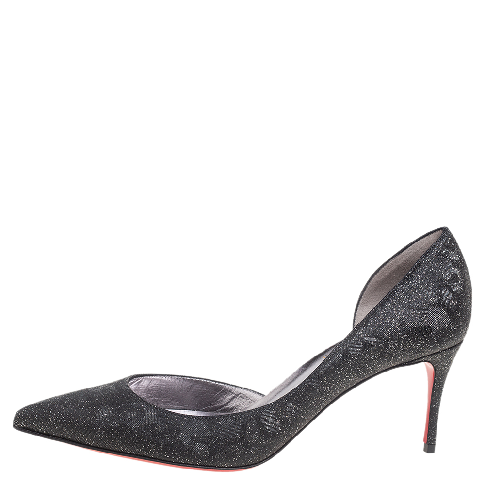 

Christian Louboutin Black/White Lurex Fabric Iriza Pumps Size