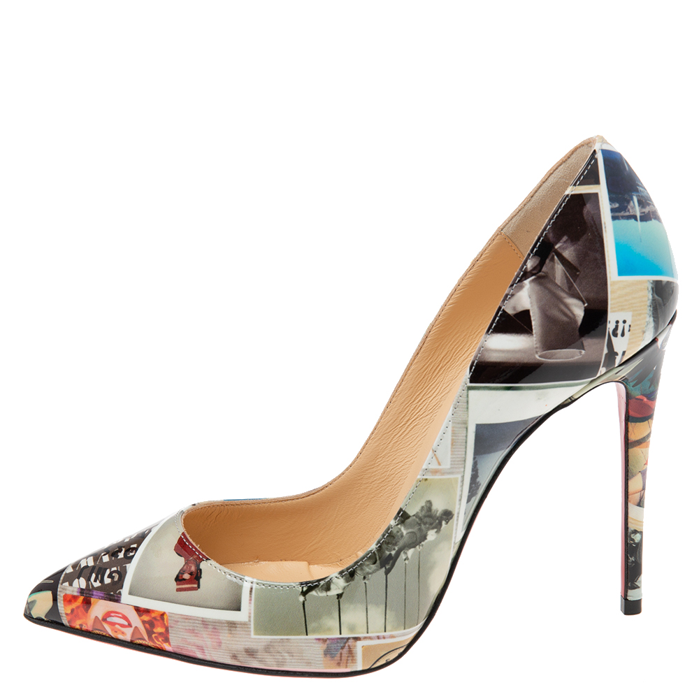 

Christian Louboutin Multicolor Photo Collage Printed Patent Leather Pigalle Follies Pumps Size