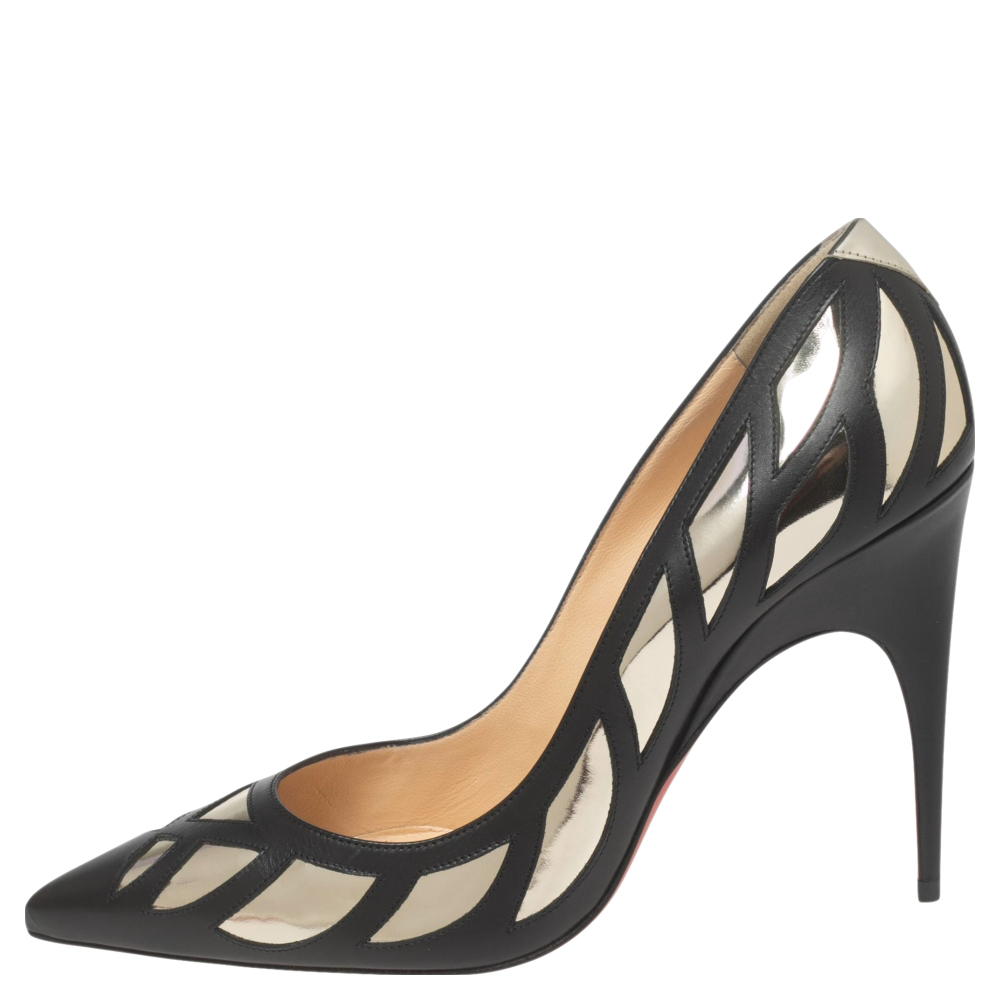 

Christian Louboutin Black/Dull Gold Mirror and Leather Mirador Pumps Size