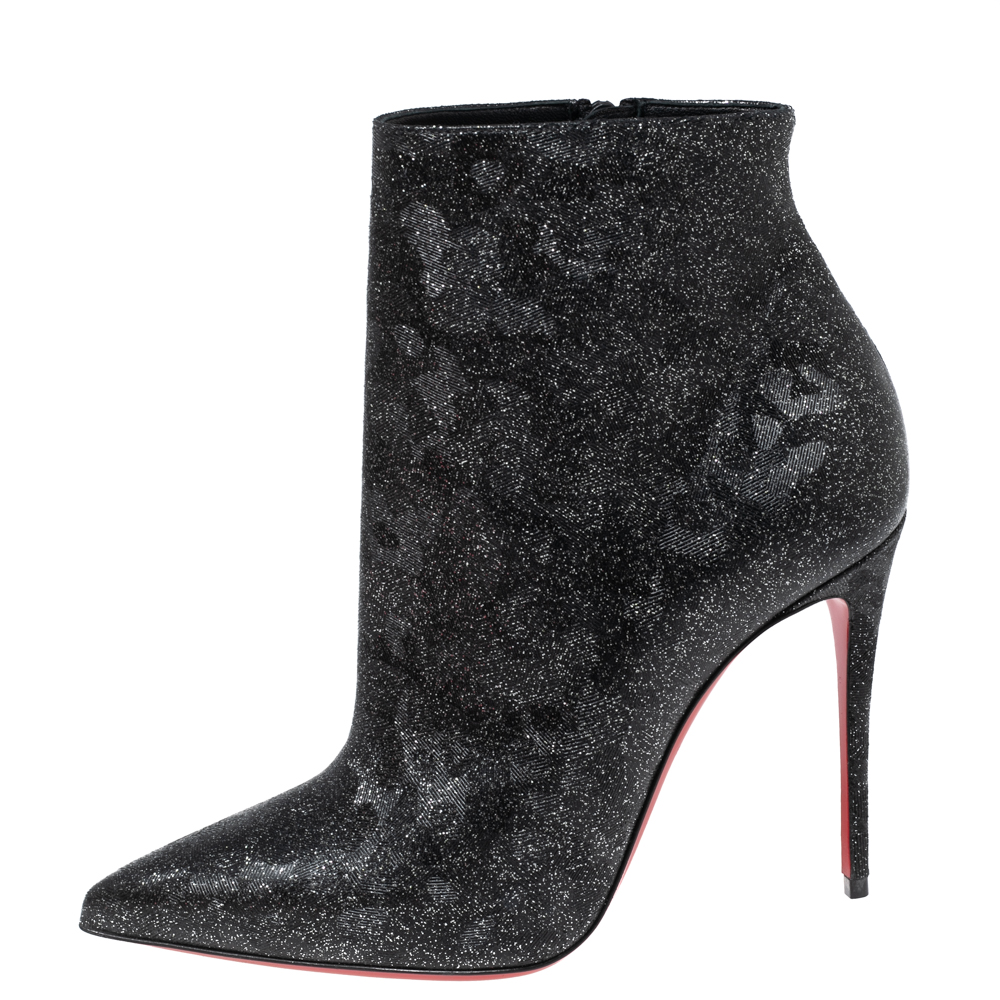 

Christian Louboutin Black Leather So Kate 100 Kid Flinstar Ankle Boots Size