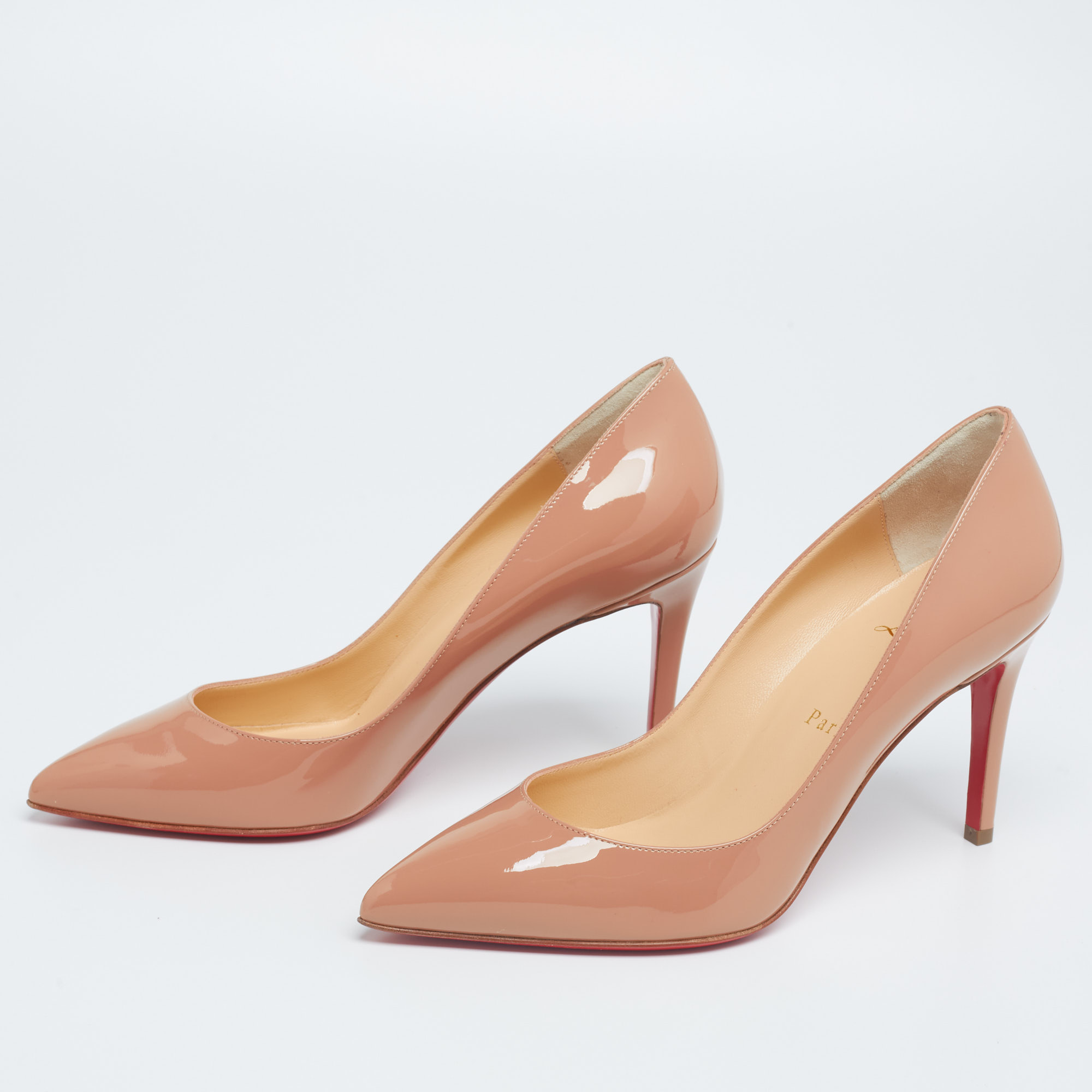 

Christian Louboutin Nude Patent Leather Pigalle Pumps Size, Beige