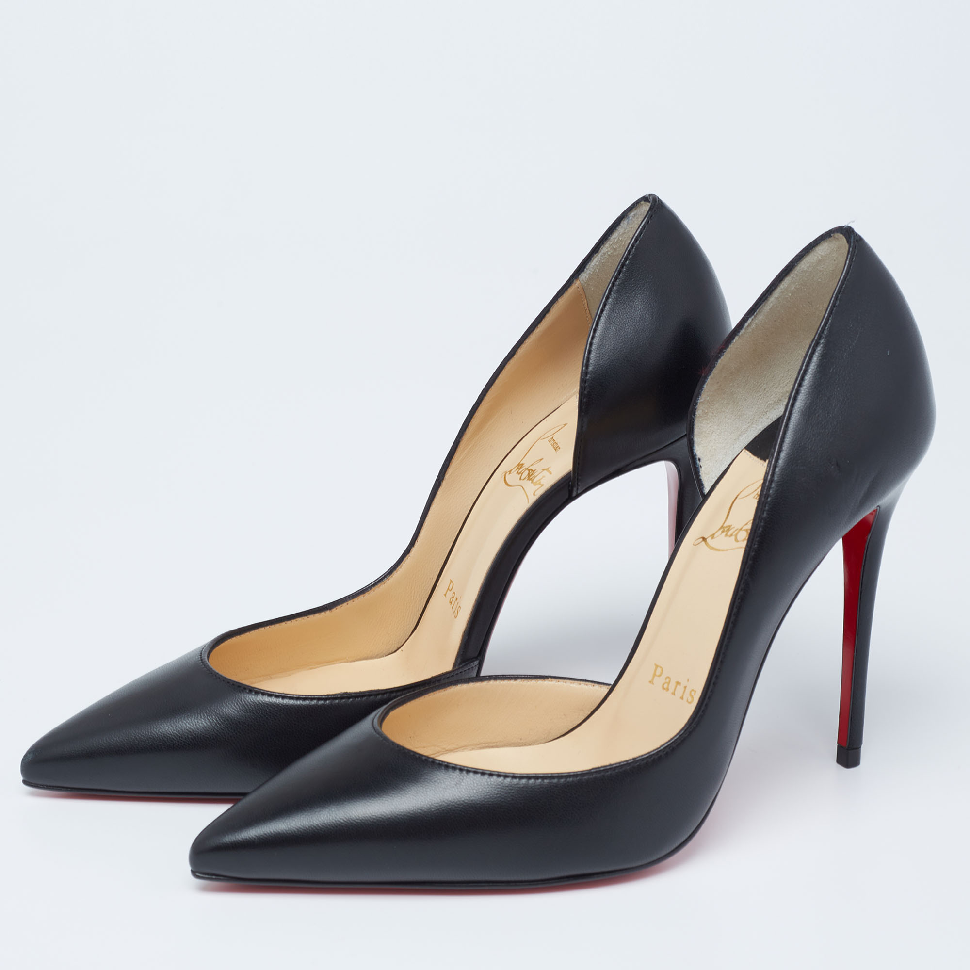 

Christian Louboutin Black Leather Iriza D'orsay Pumps Size