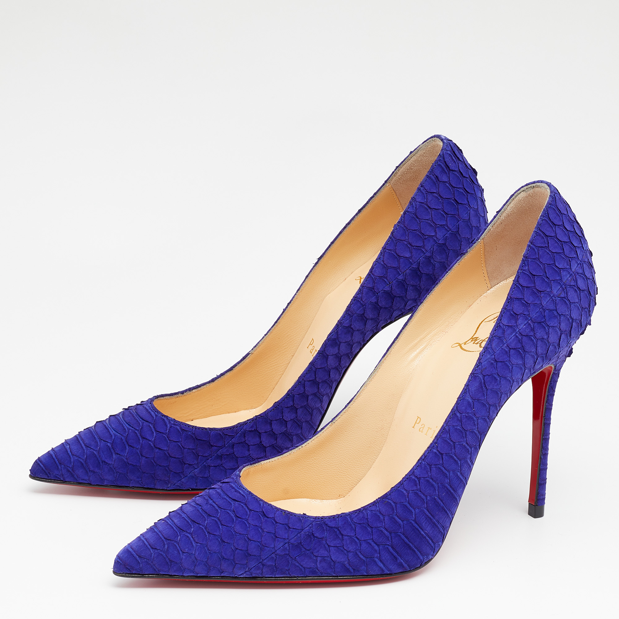 

Christian Louboutin Purple Python Leather Decollete Pumps Size