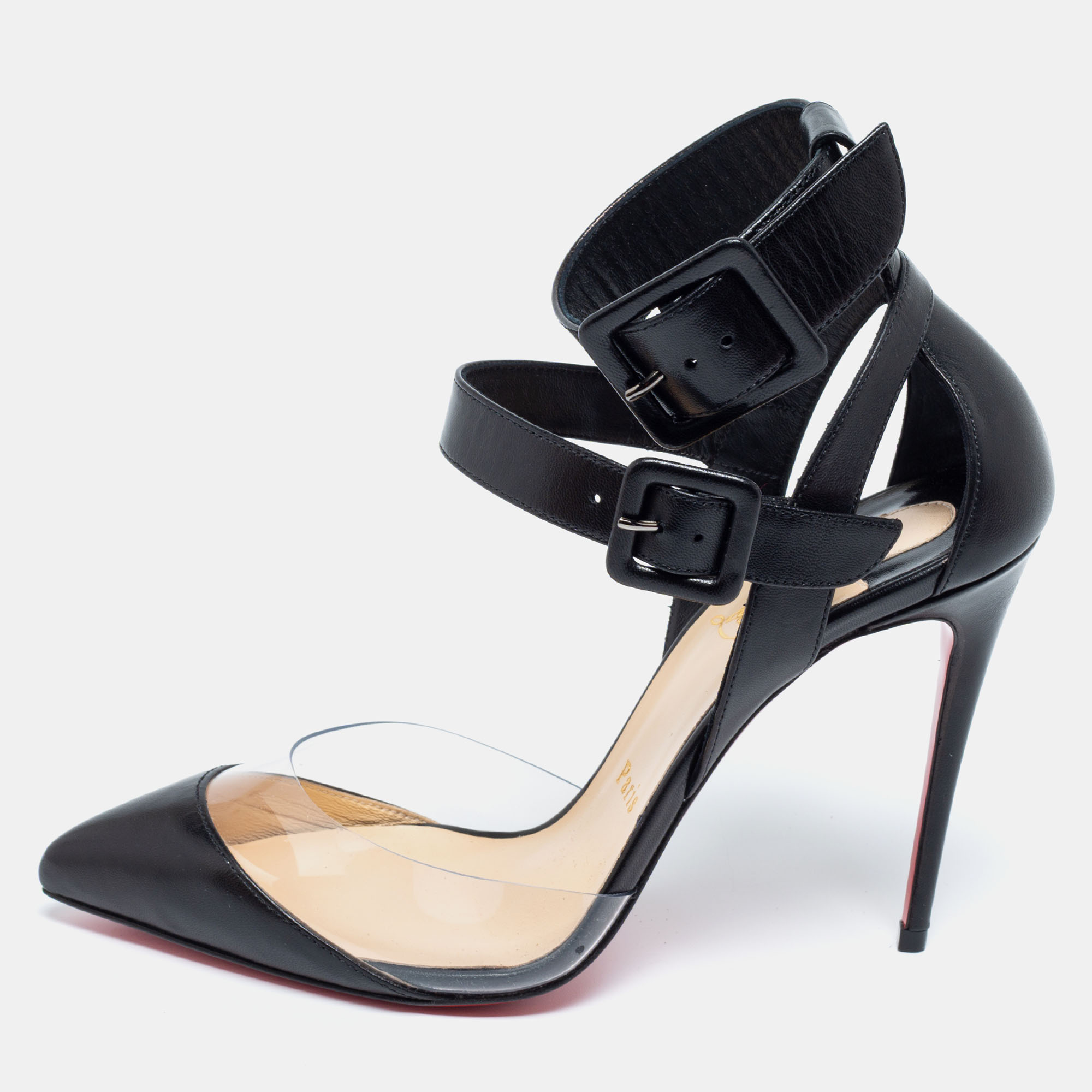 Pre-owned Christian Louboutin Black Leather And Pvc