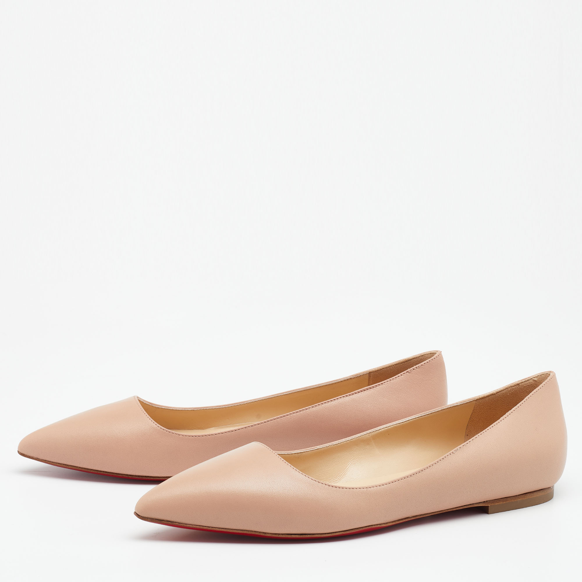 

Christian Louboutin Beige Leather Ballalla Pointed Toe Ballet Flats Size