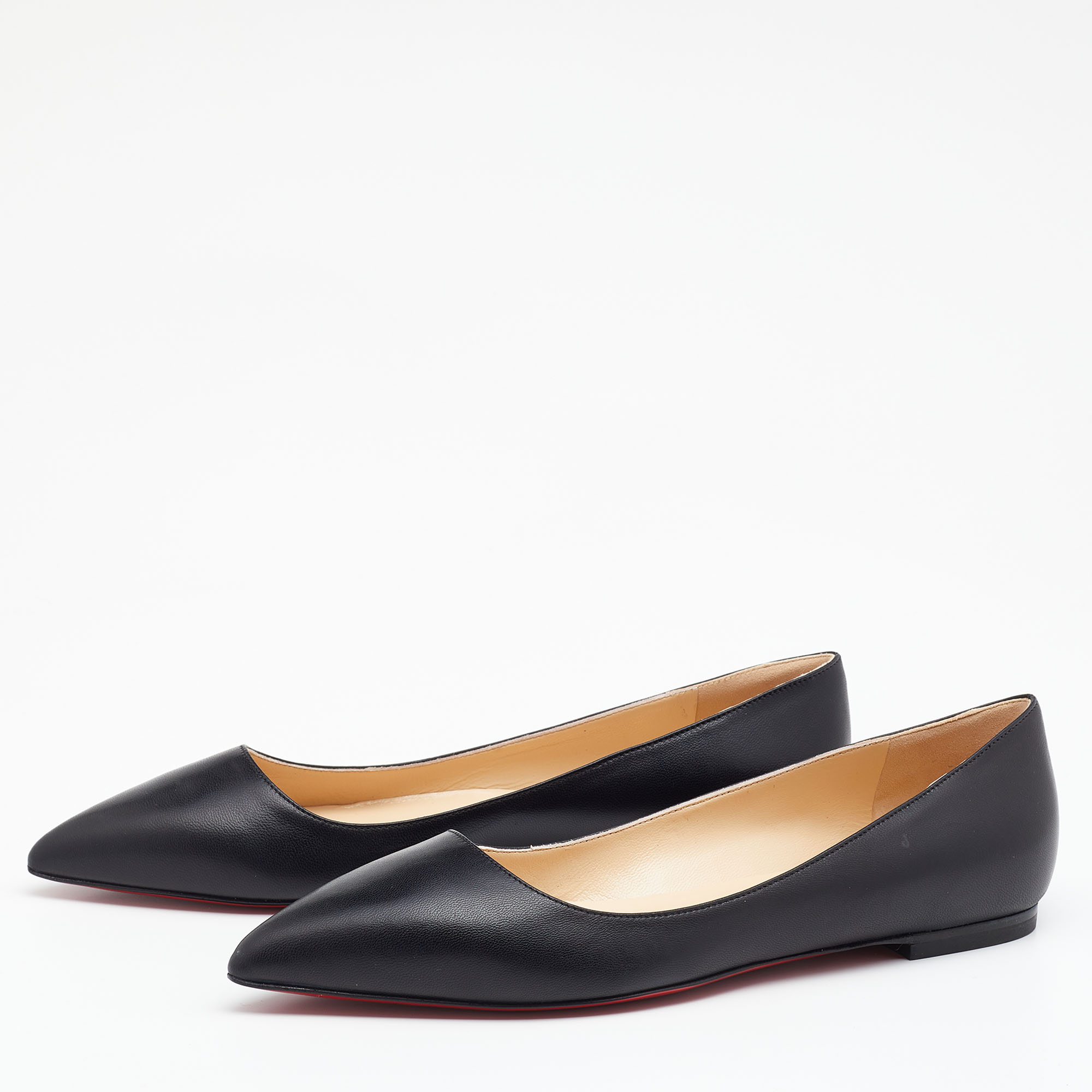 

Christian Louboutin Black Leather Ballalla Pointed Toe Ballet Flats Size