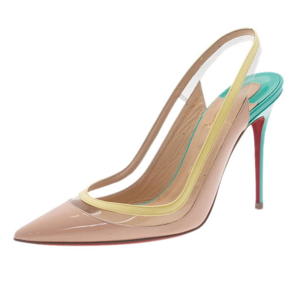 Pre Owned صندل كريستيان لوبوتان باولينا متعدد الألوان حزام خلفي مقاس 39