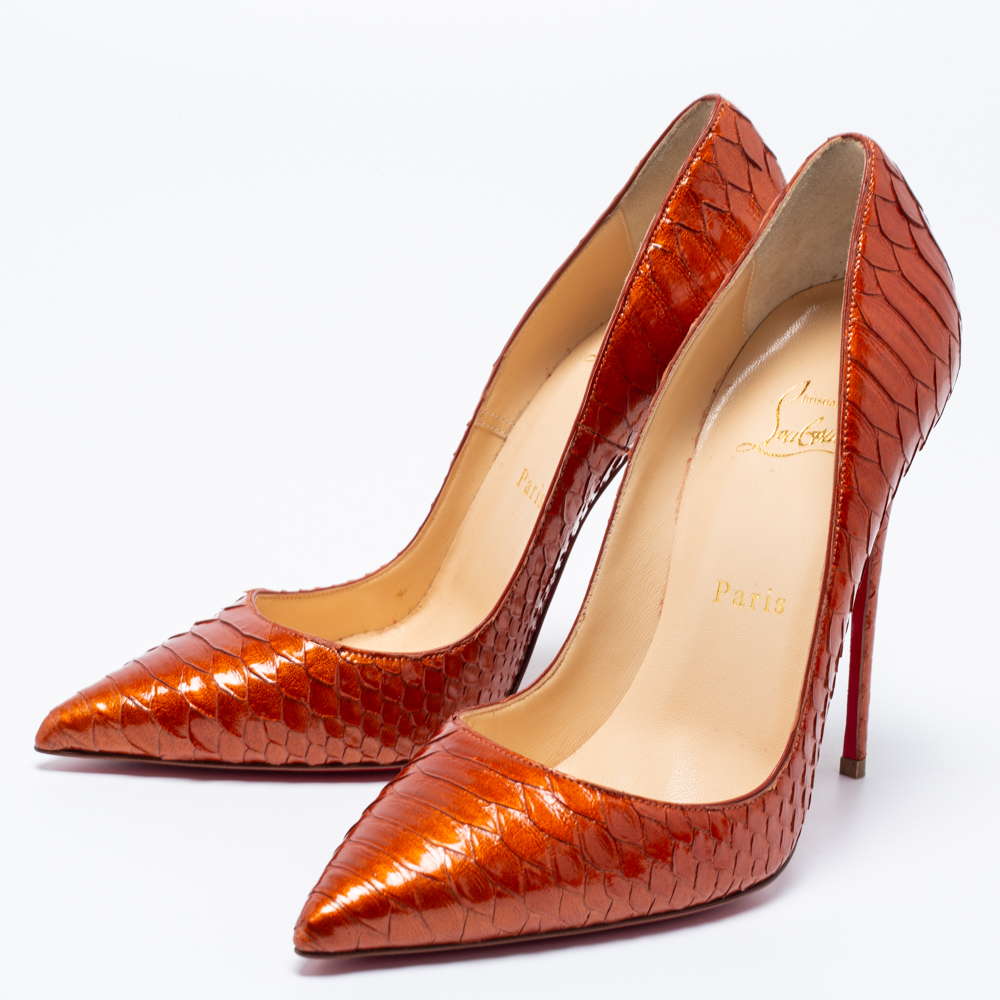 

Christian Louboutin Rust Python Leather So Kate Pumps Size, Brown