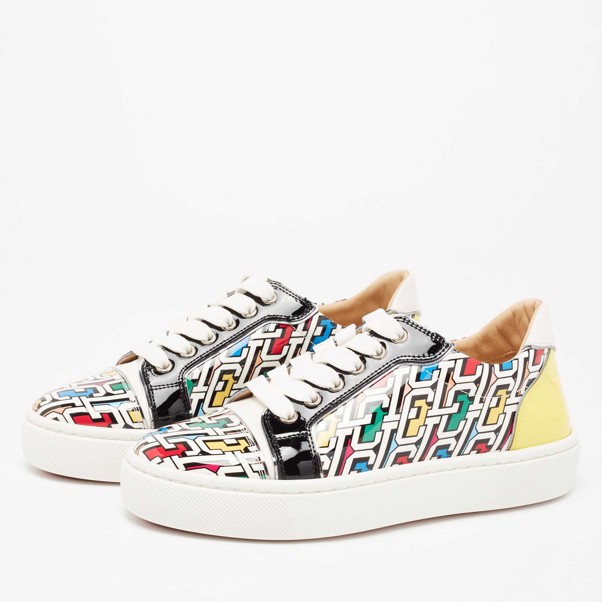 

Christian Louboutin Multicolor Printed Patent Leather Low-Top Sneakers Size