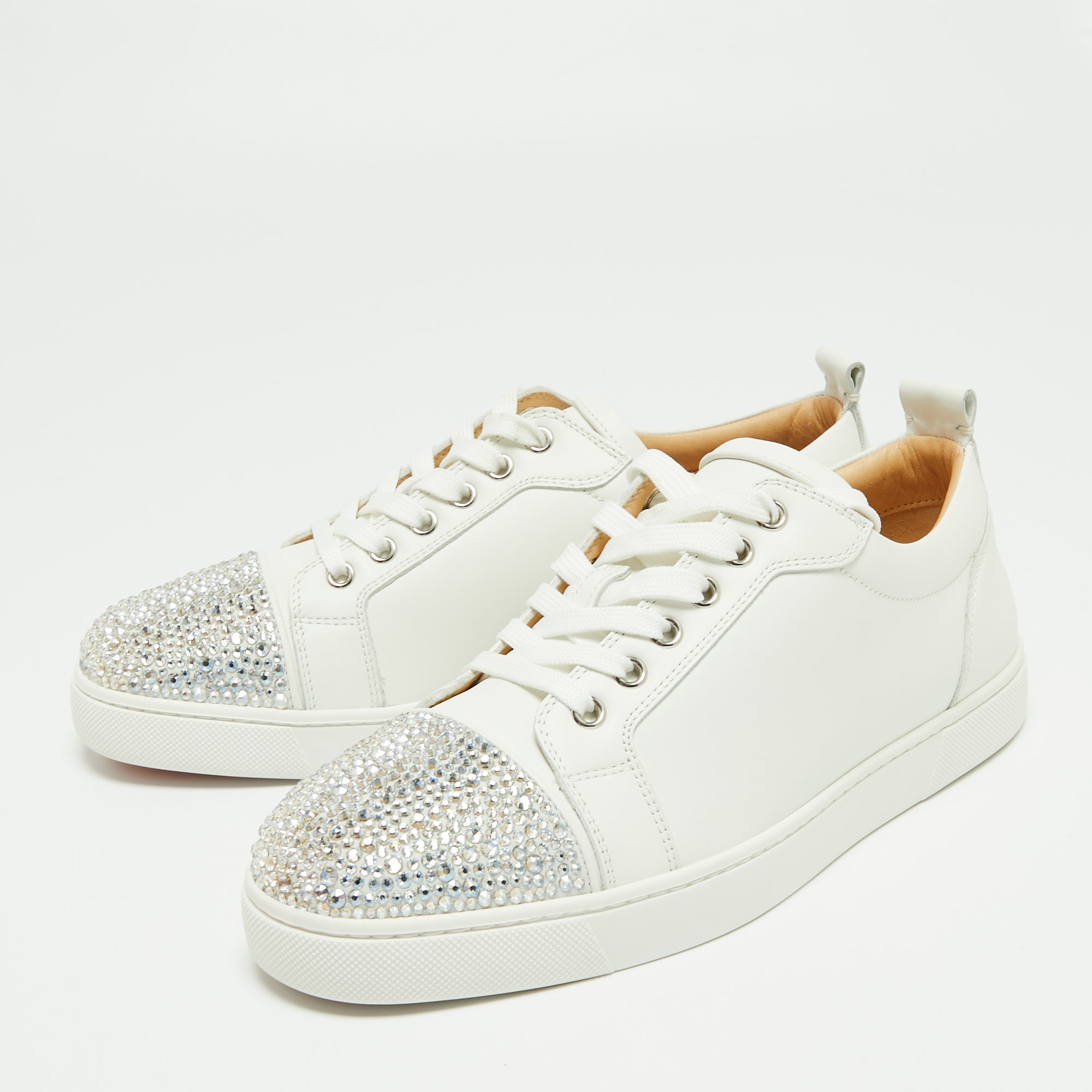 

Christian Louboutin White Leather Gondola Strass Low Top Sneakers Size