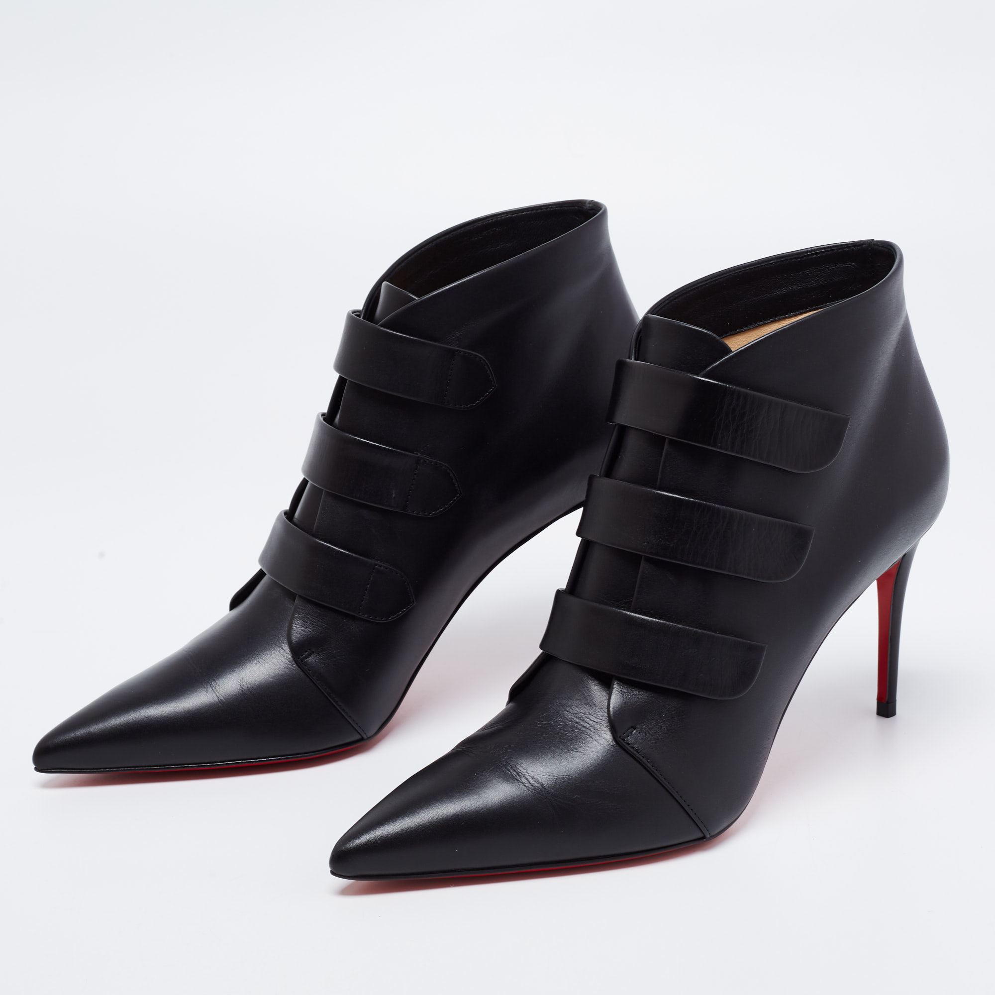 

Christian Louboutin Black Leather Triniboot Ankle Booties Size