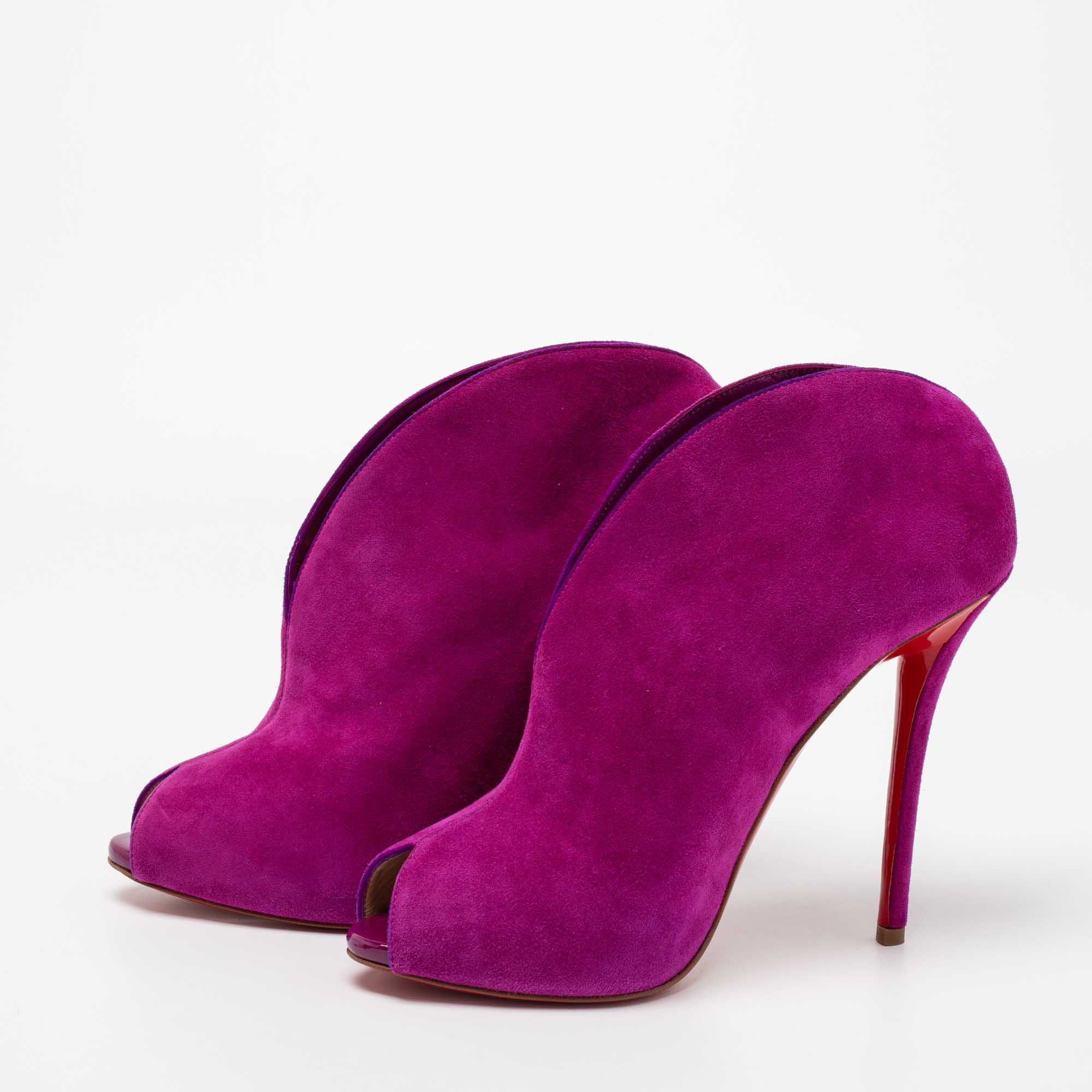 

Christian Louboutin Magenta Suede Chester Fille Ankle Booties Size, Purple