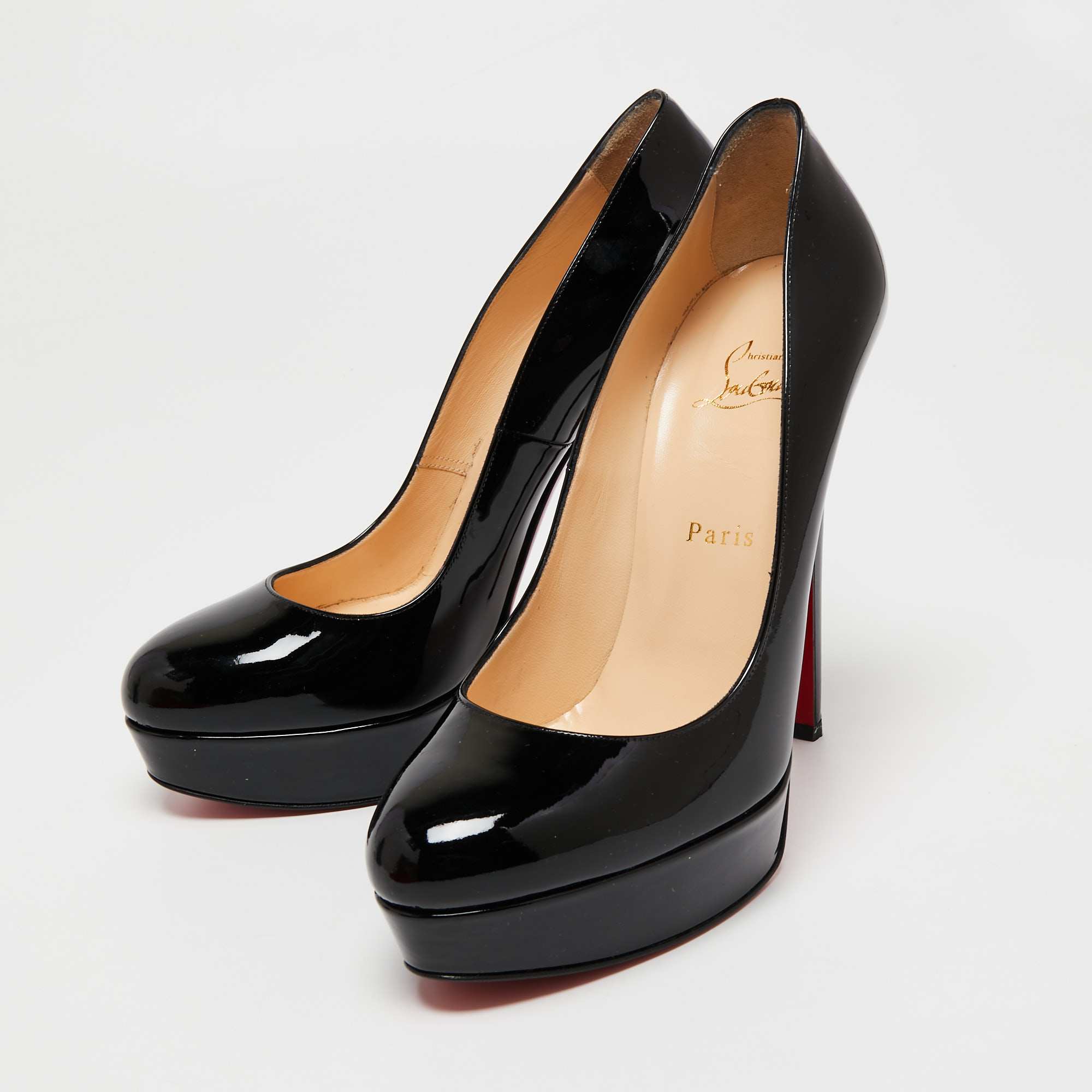 

Christian Louboutin Black Patent Leather Bianca Platform Pumps Size