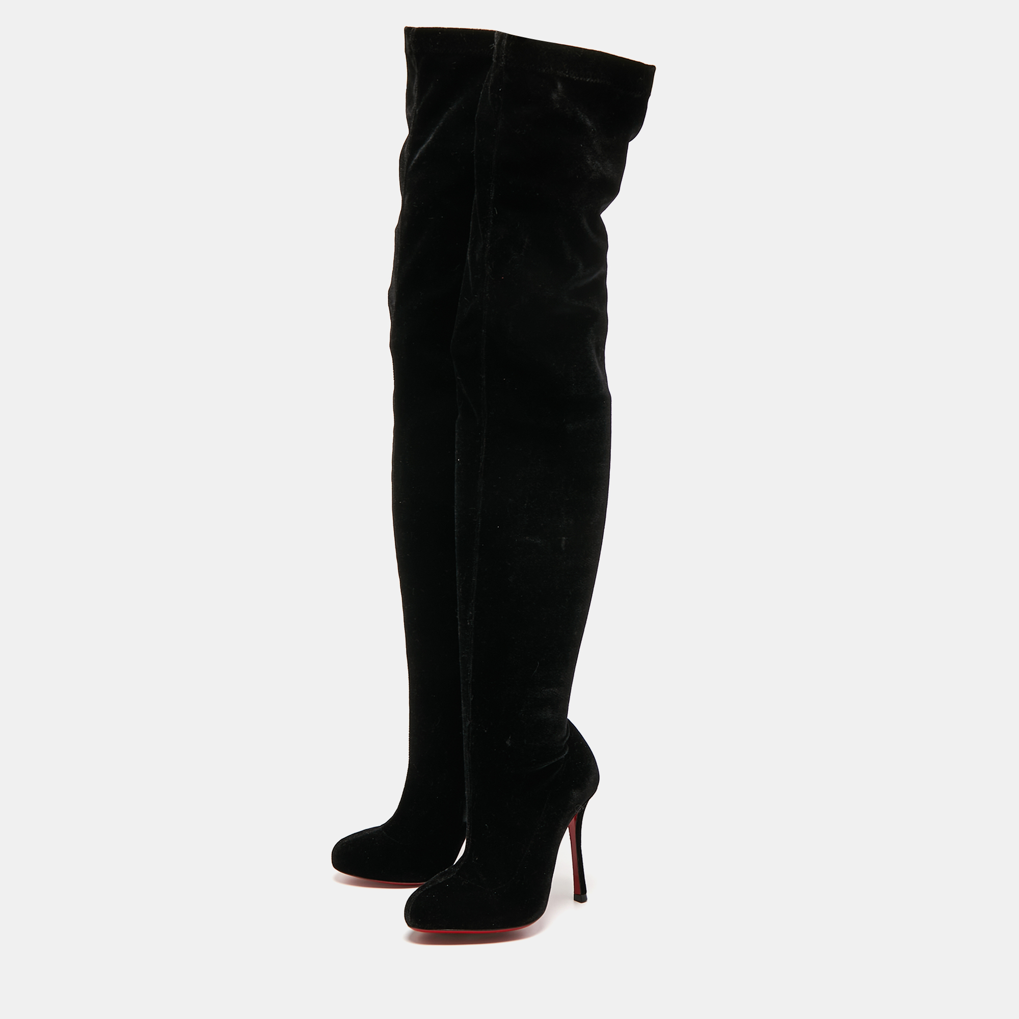

Christian Louboutin Black Velvet Knee Length Boots Size