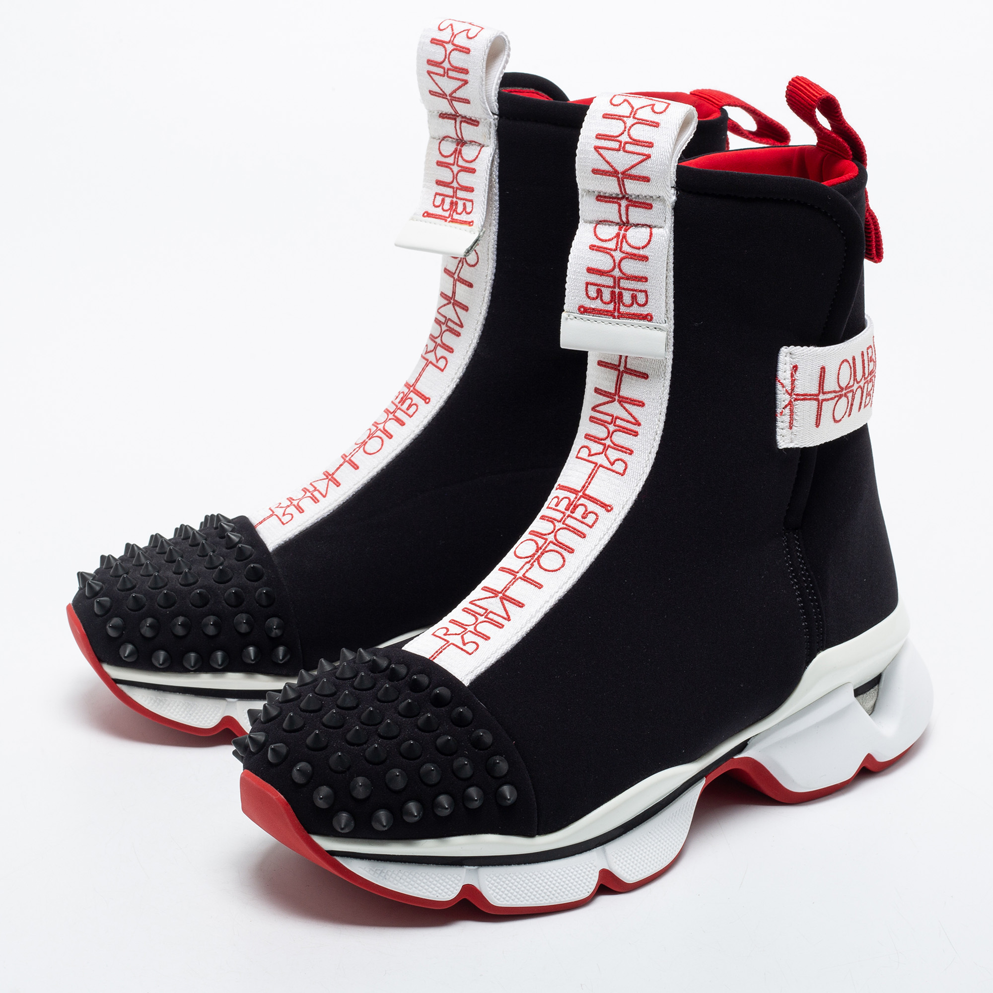 

Christian Louboutin Black Fabric Spike Hotel Space Sneakers Size