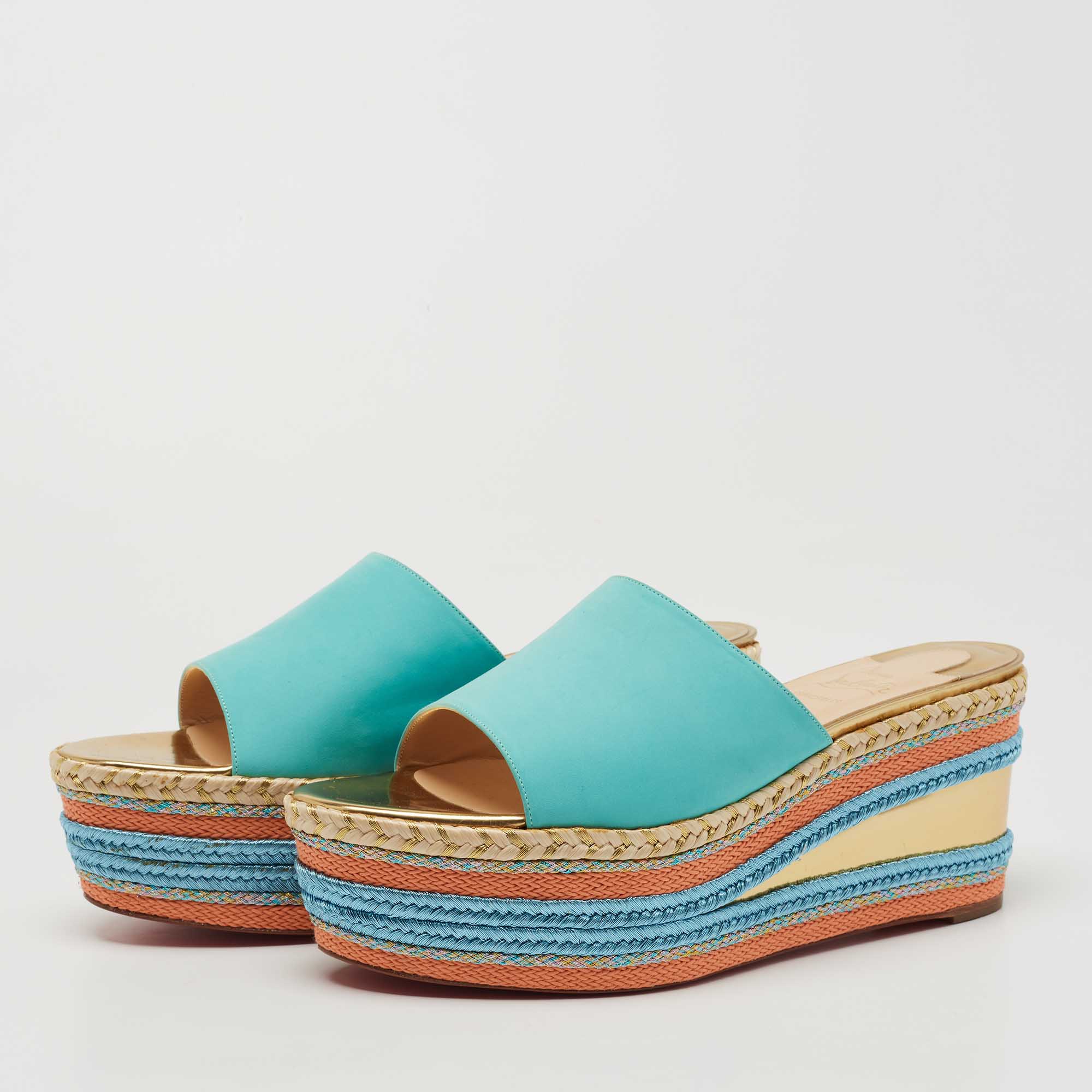 

Christian Louboutin Turquoise Nubuck Leather Myriama Sandals Size, Blue