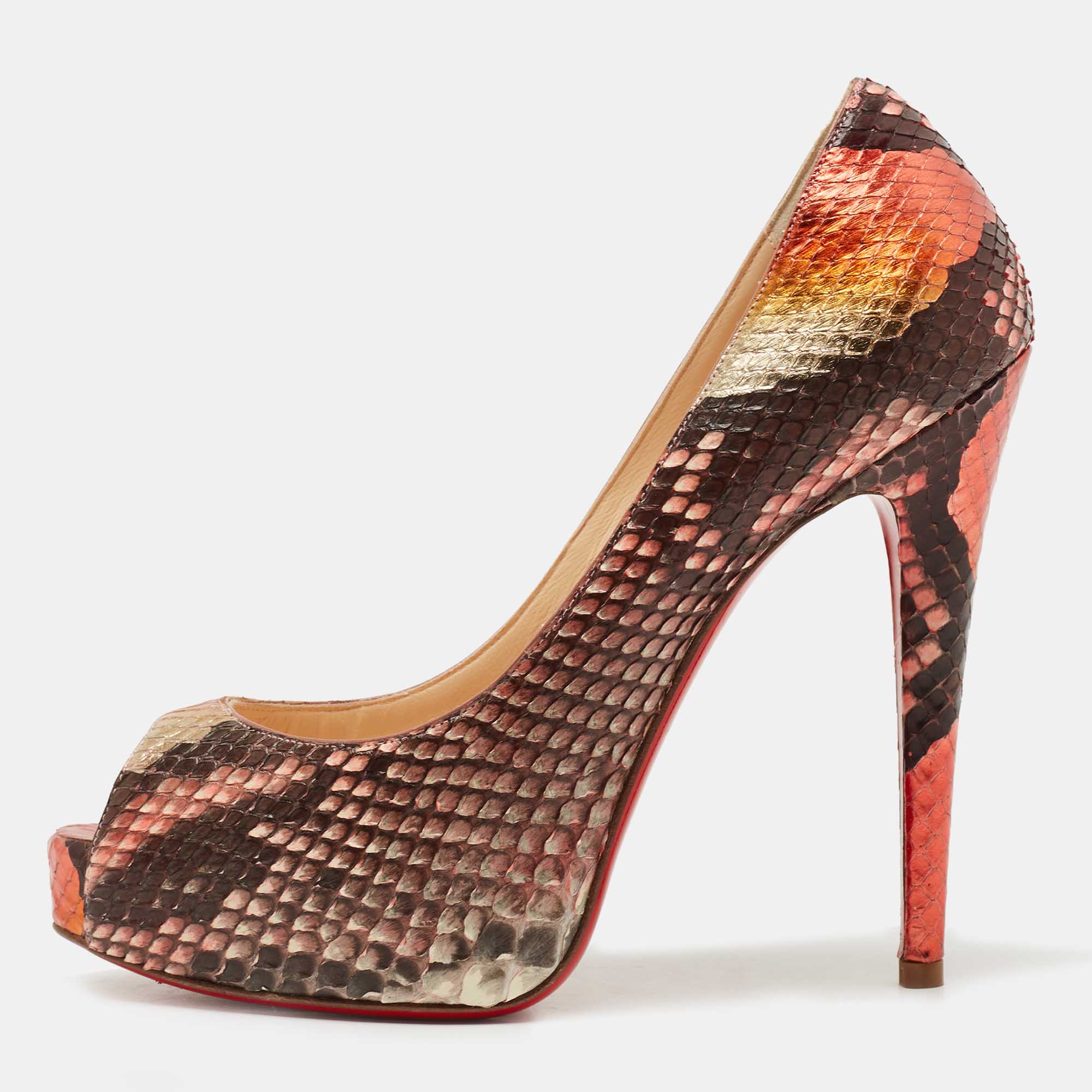 Pre-owned Christian Louboutin Multicolor Python Very Prive Pumps Size 37.5