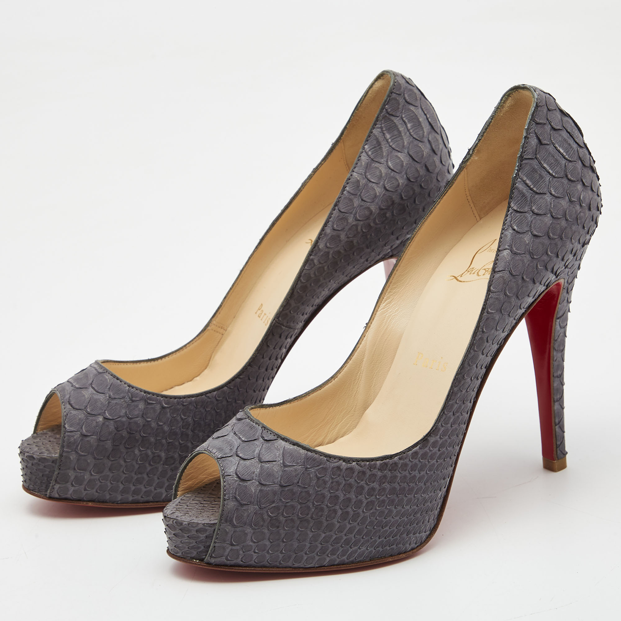 

Christian Louboutin Grey Python Very Prive Pumps Size