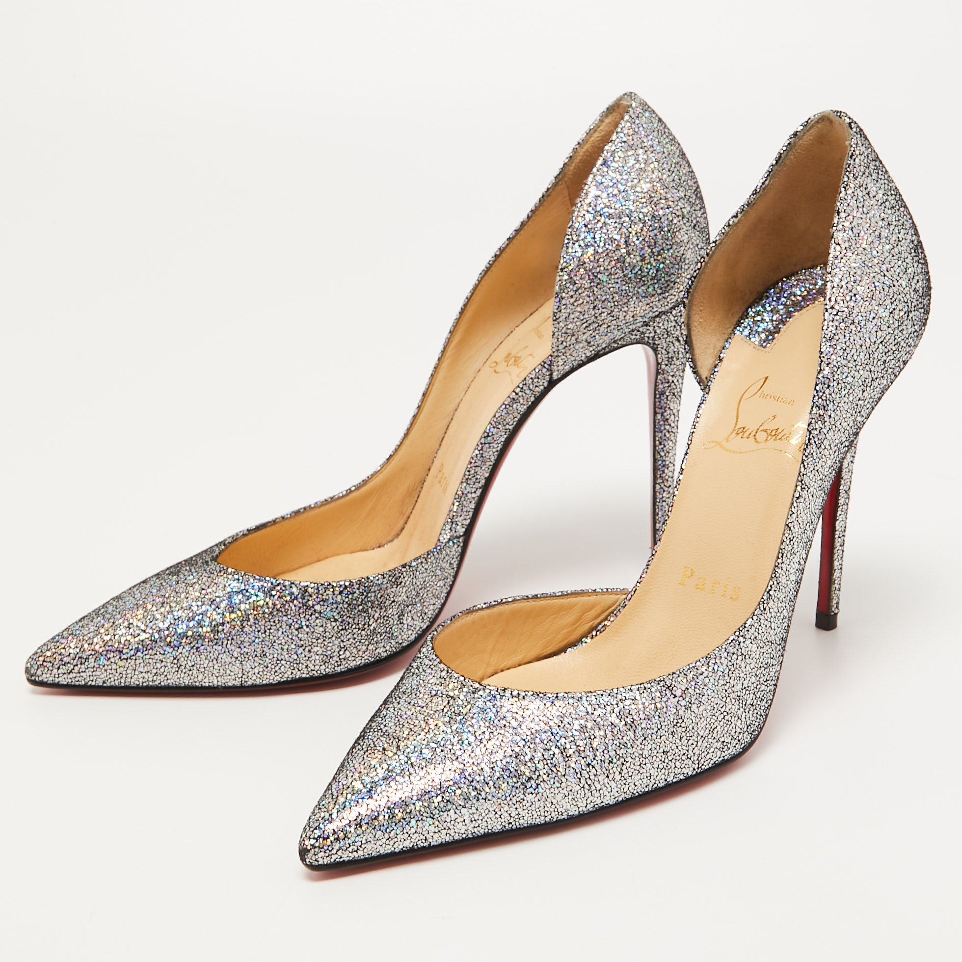 

Christian Louboutin Multicolor Glitter Suede Iriza Pumps Size