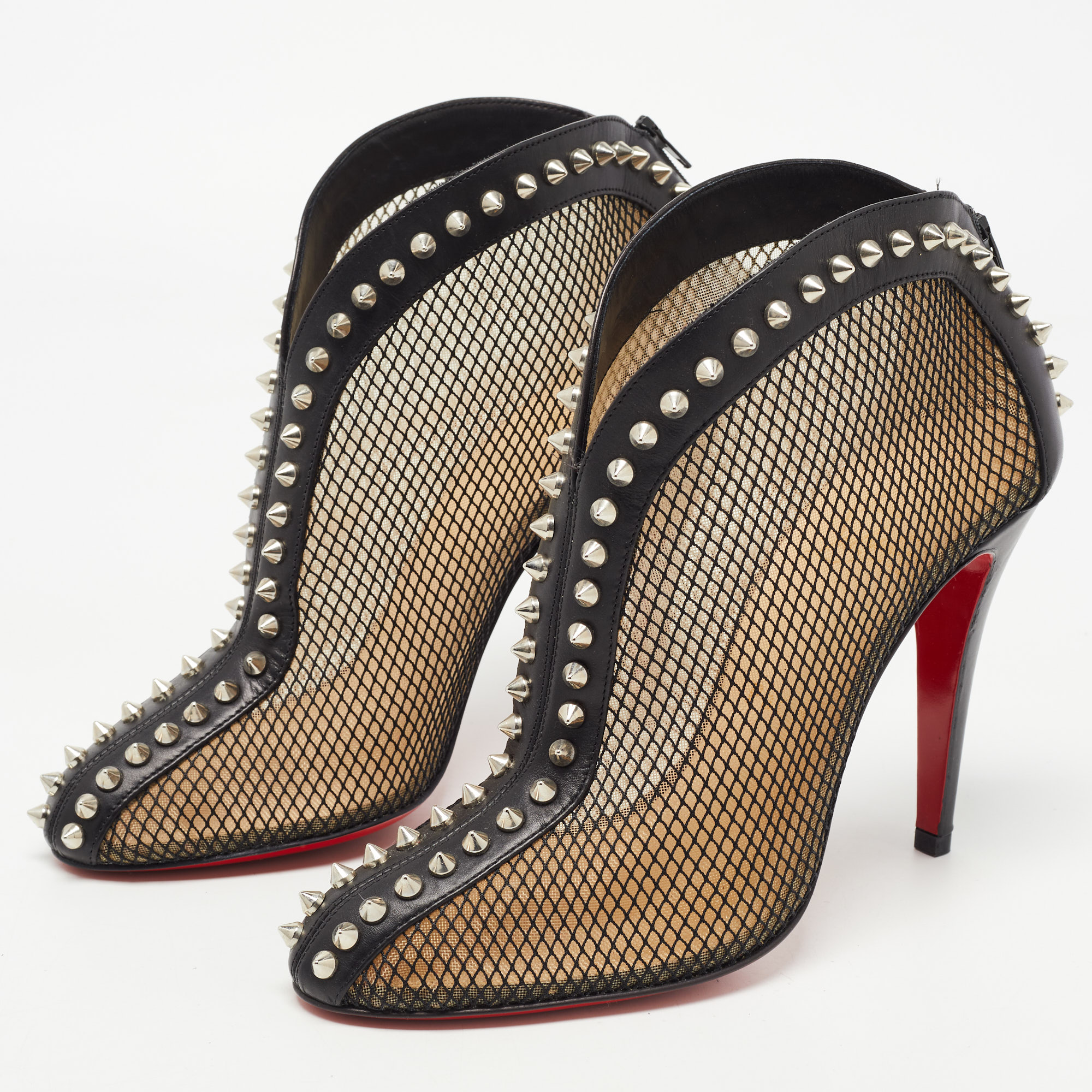 

Christian Louboutin Black Mesh and Leather Bourriche Ankle Booties Size