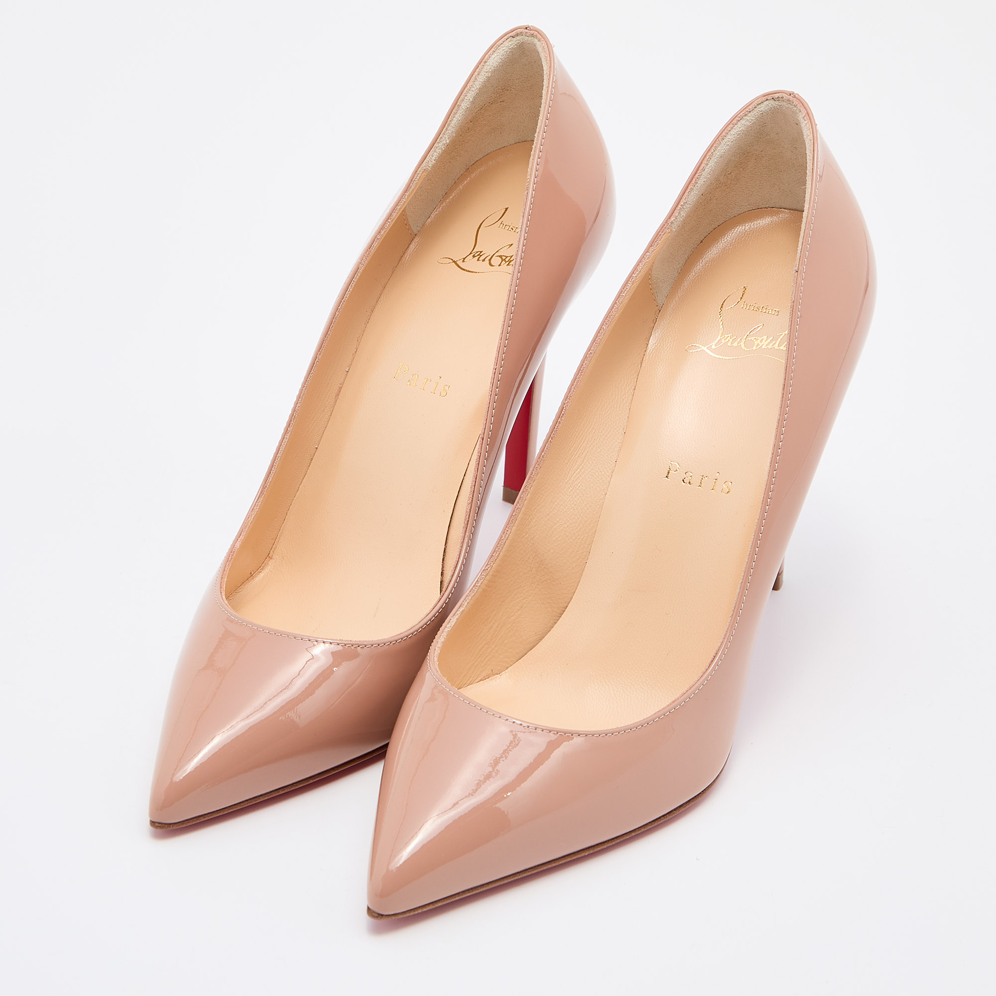 

Christian Louboutin Nude Patent Leather Pigalle Pumps Size, Beige