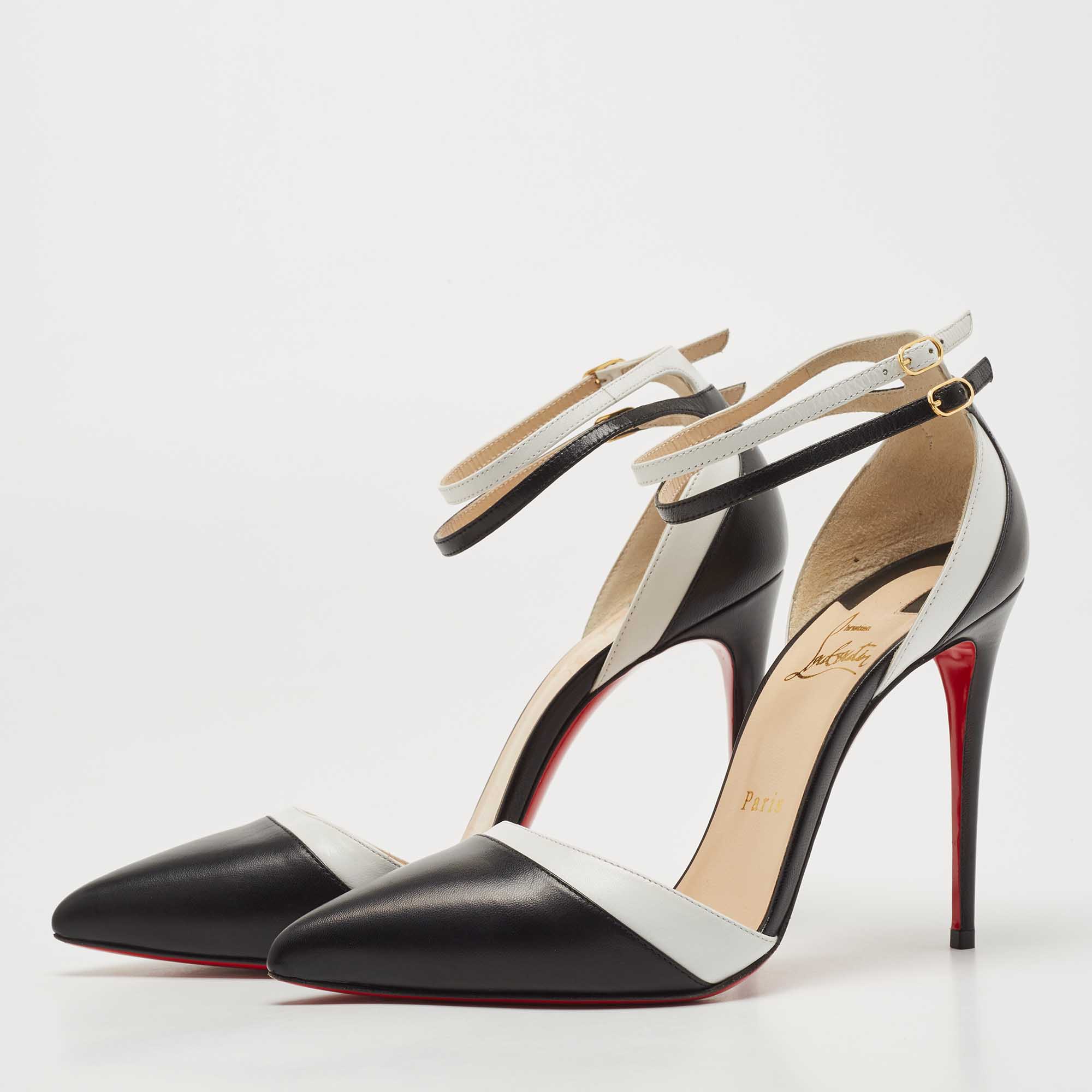 

Christian Louboutin Black/White Leather Uptown Double Pumps Size