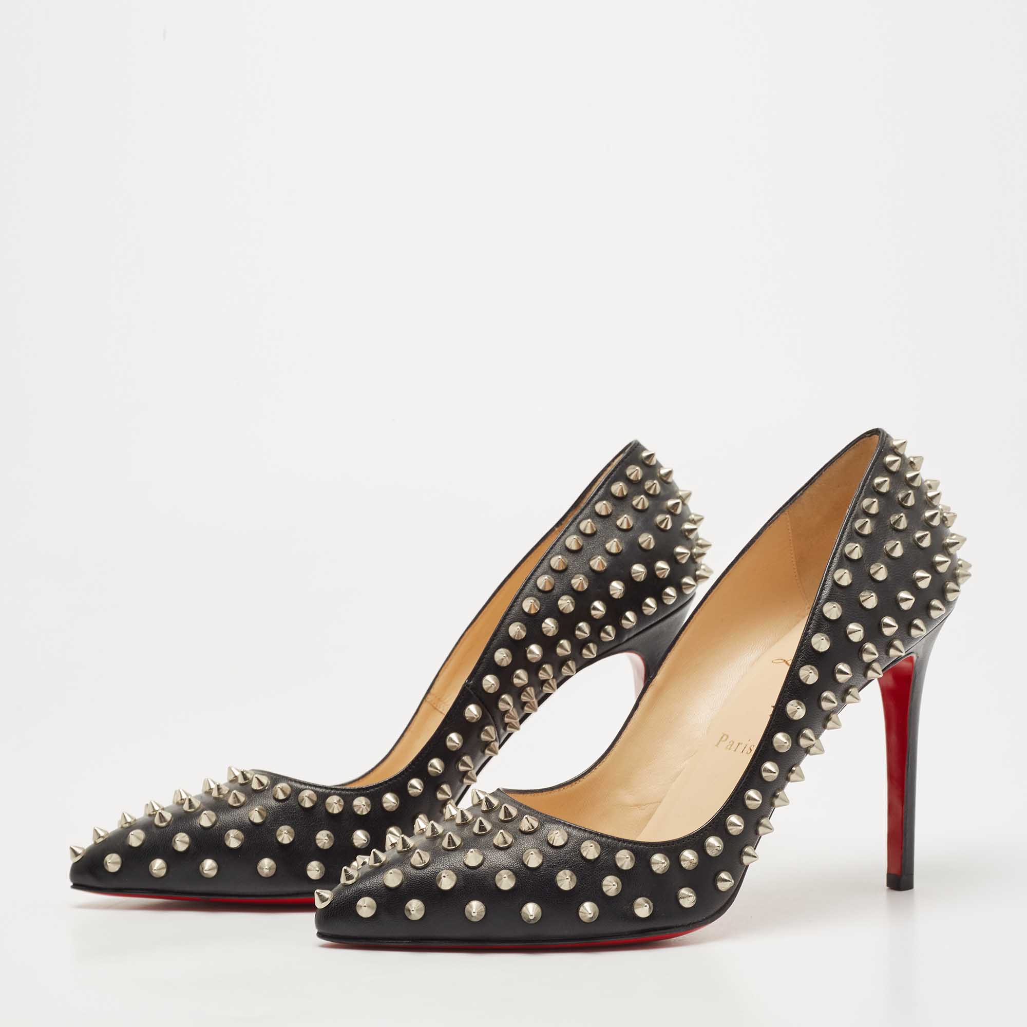 

Christian Louboutin Black Leather Pigalle Spikes Pumps Size