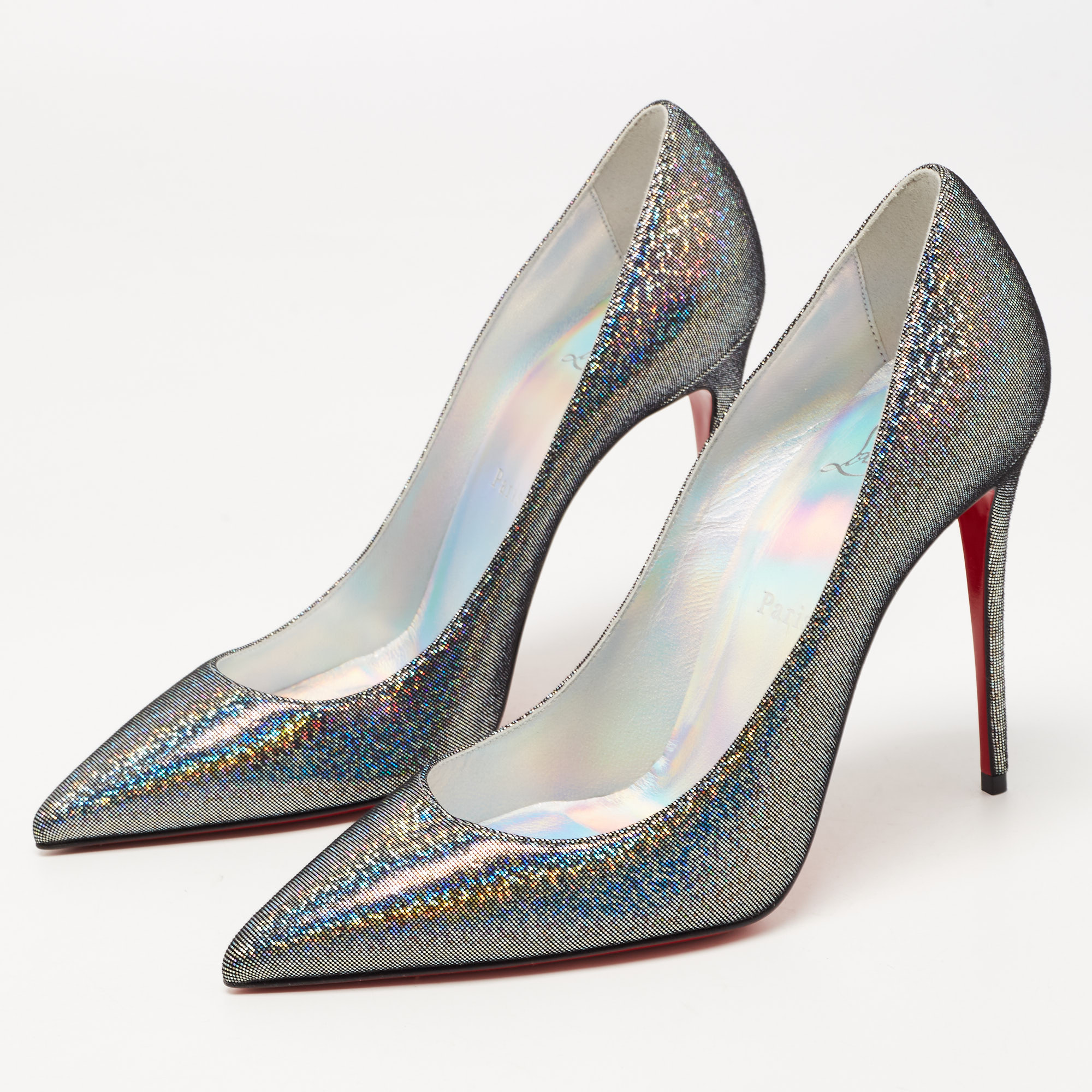 

Christian Louboutin Multicolor Laminated Suede Disco Queen Kate Pumps Size