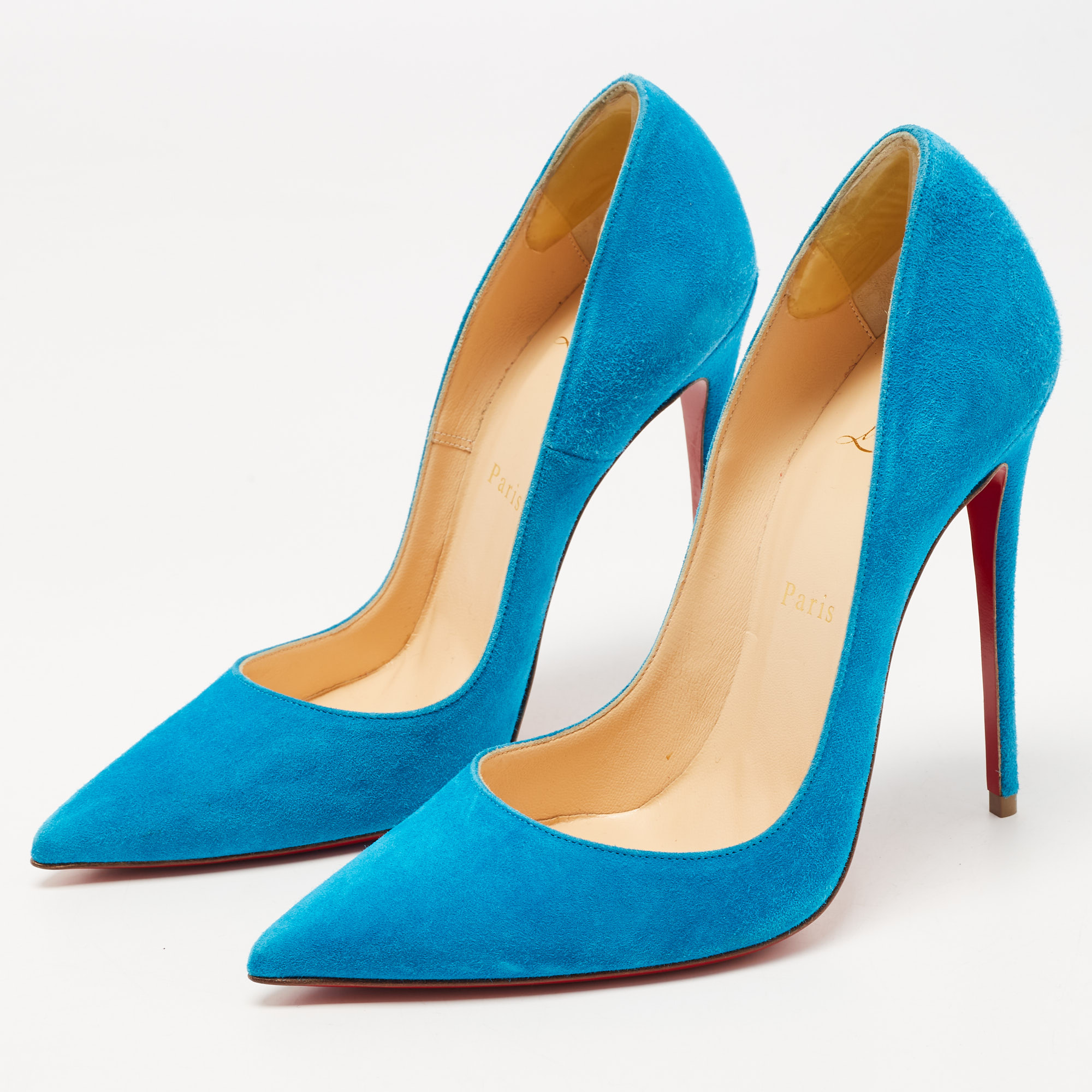 

Christian Louboutin Blue Suede So Kate Pumps Size