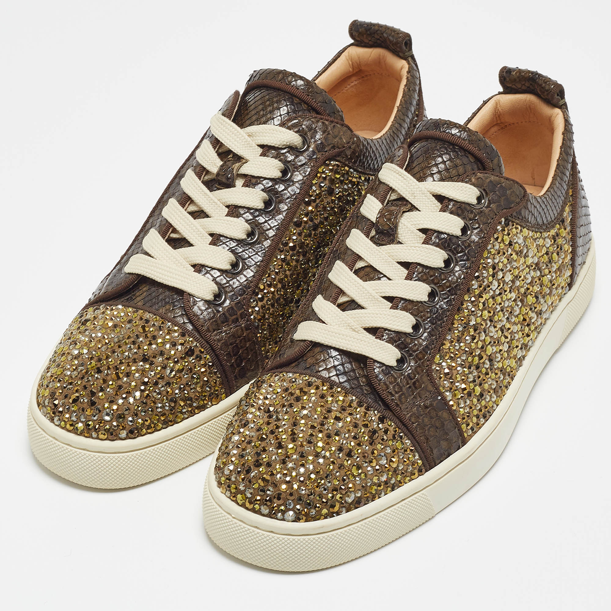 

Christian Louboutin Green Python Leather Louis Junior Sneakers Size