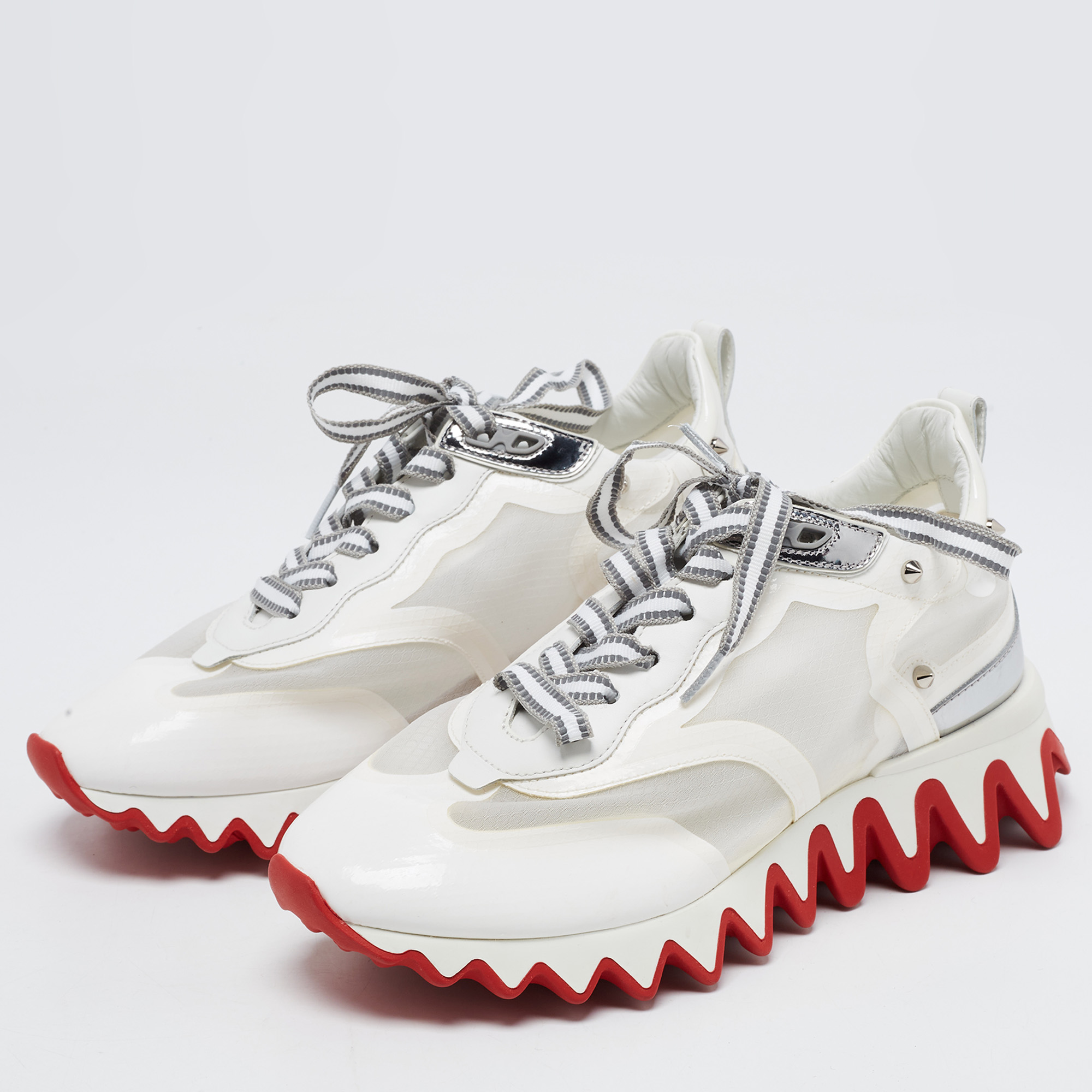 

Christian Louboutin White Leather and Mesh Loubishark Sneakers Size