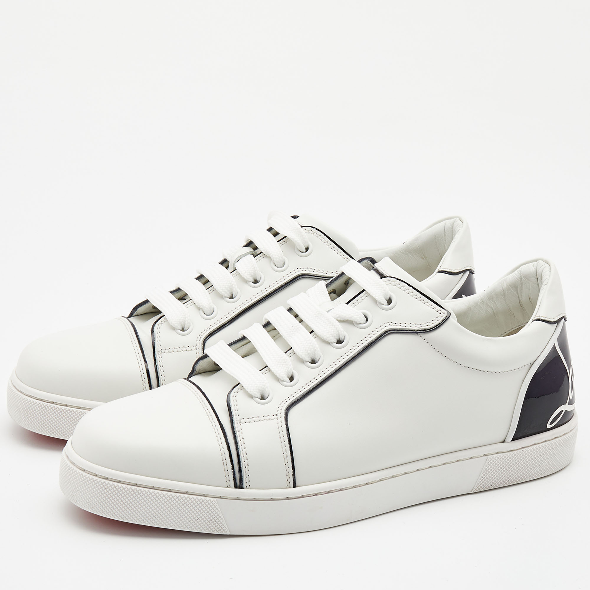

Christian Louboutin Black/White Leather Fun Vieira Low Top Sneakers Size