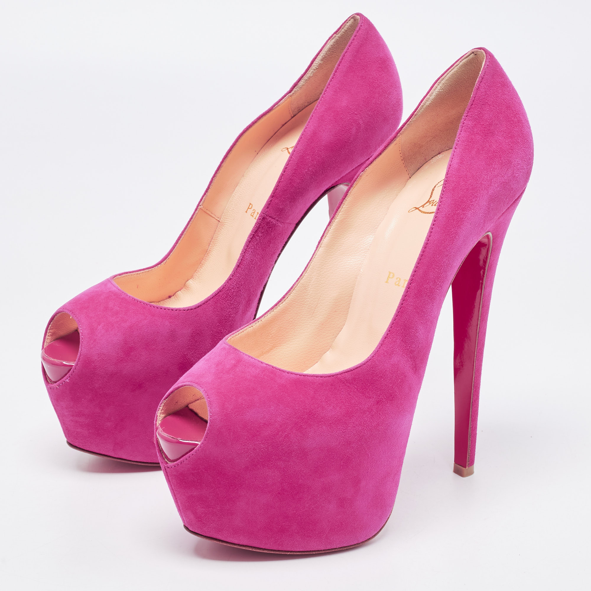 

Christian Louboutin Pink Suede Highness Pumps Size