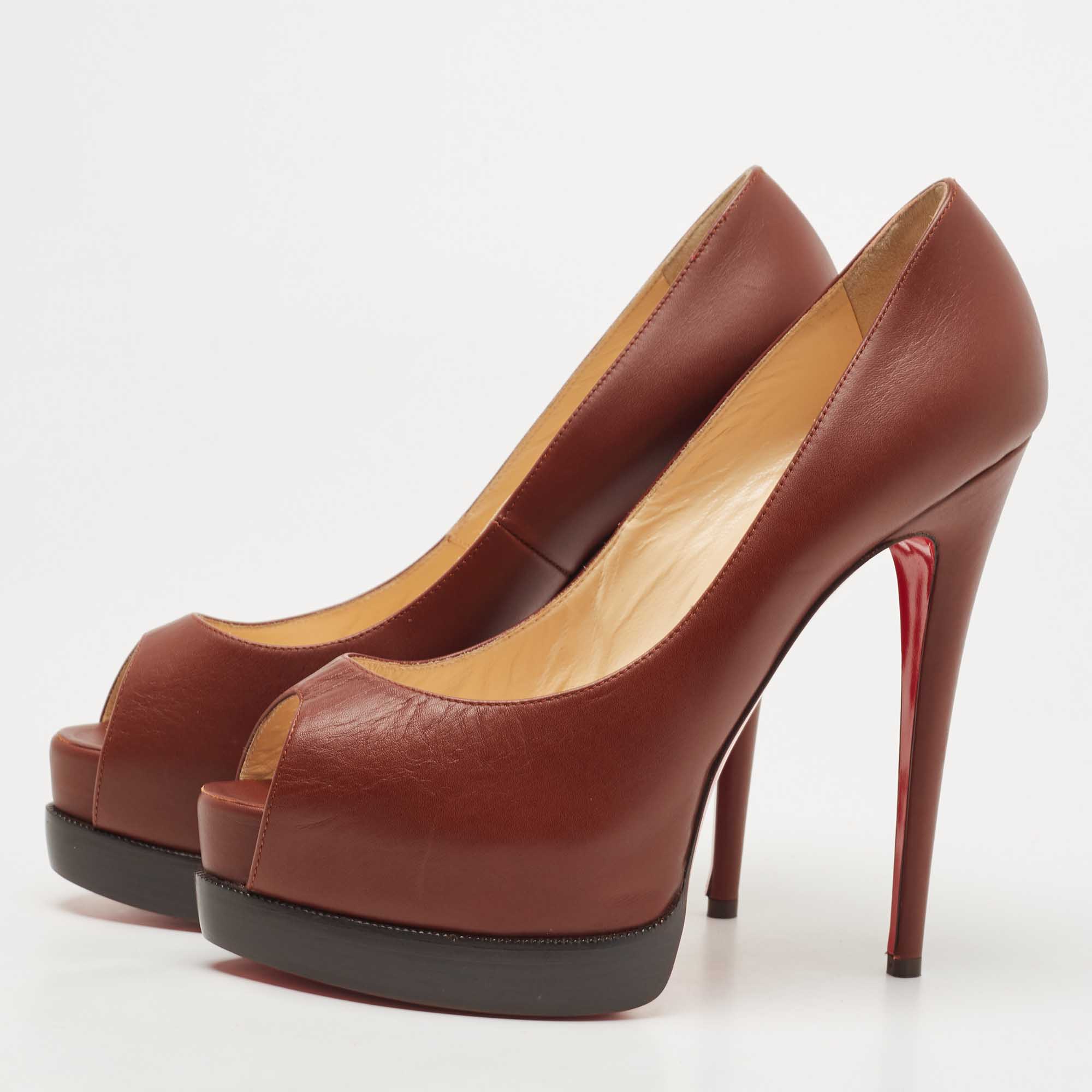 

Christian Louboutin Brown Leather Altadama Pumps Size
