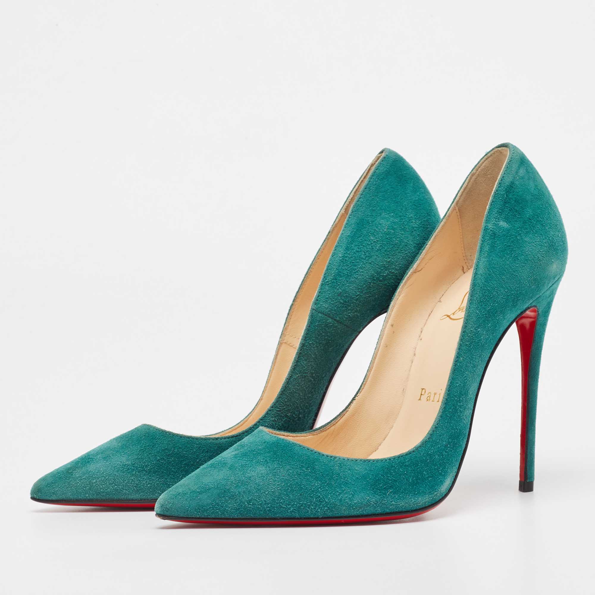 

Christian Louboutin Green Suede So Kate Pumps Size 35.5