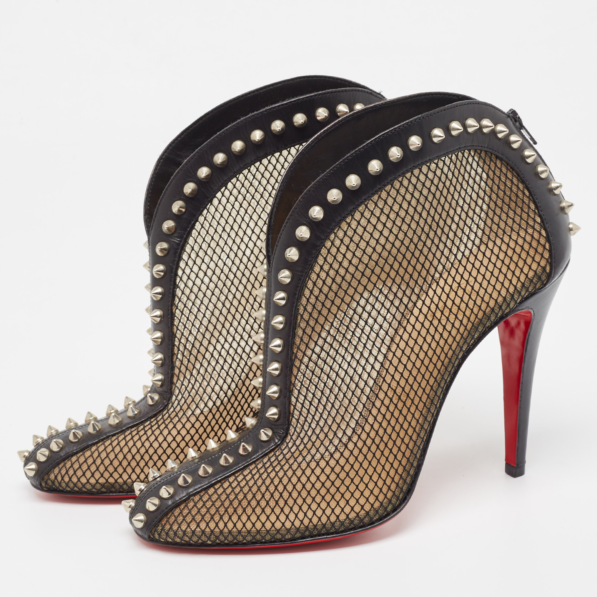 

Christian Louboutin Black Mesh and Leather Bourriche Ankle Booties Size