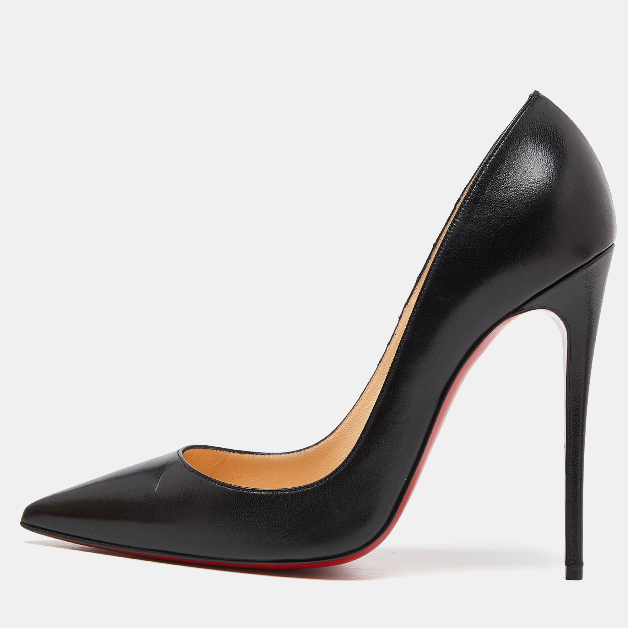 Pre-owned Christian Louboutin Black Leather Pigalle Pumps Size 38