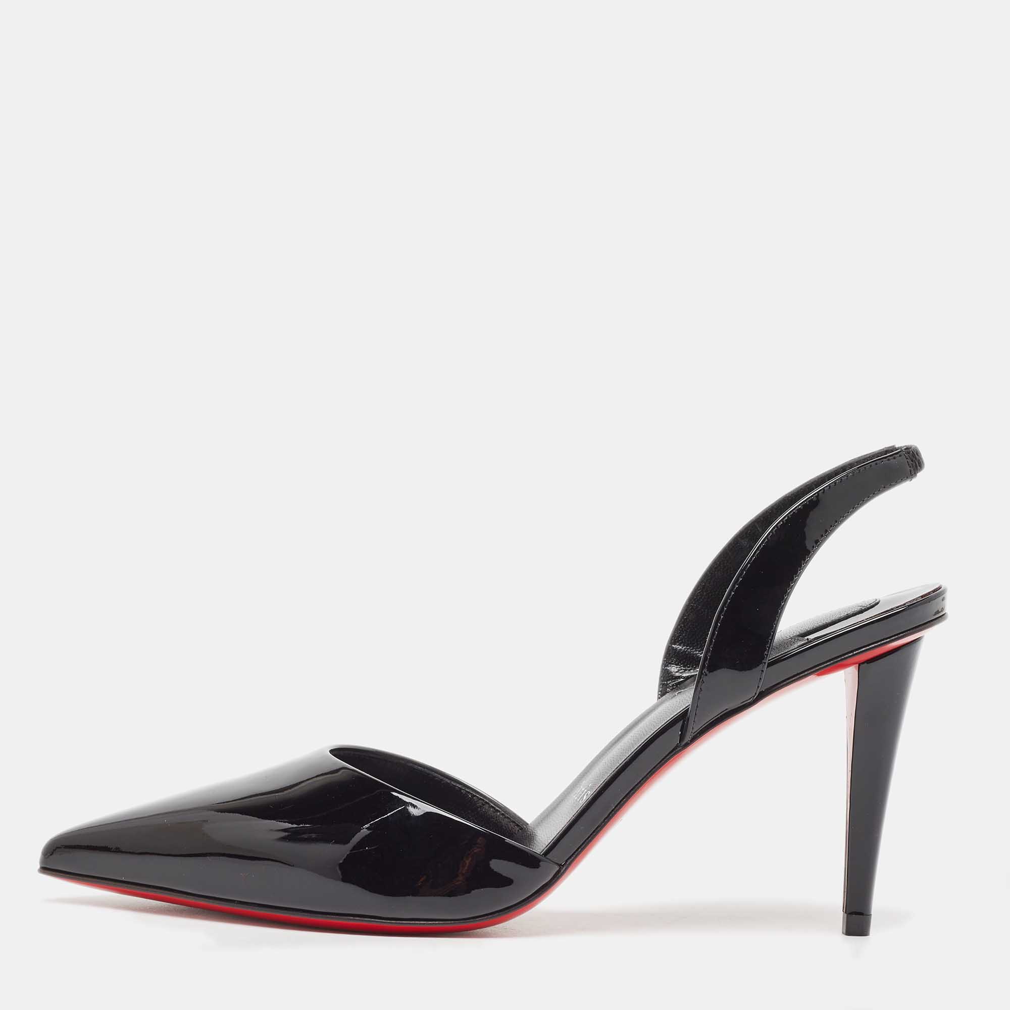 

Christian Louboutin Black Patent Leather Astrid Slingback Pumps Size