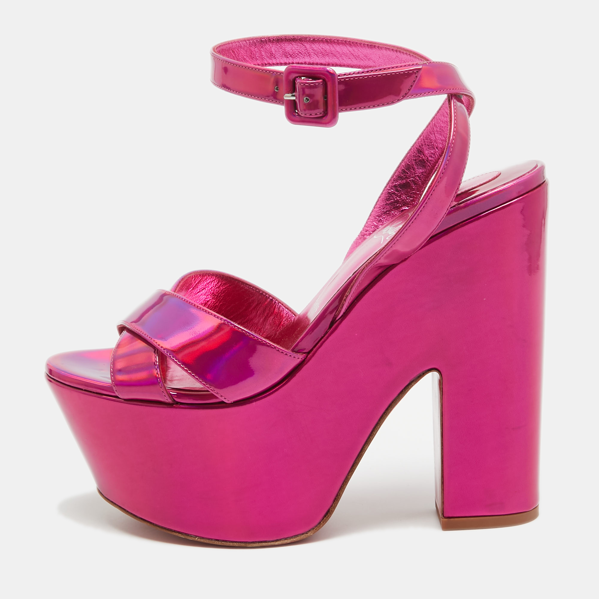 

Christian Louboutin Metallic Pink Leather Superyaz Sandals Size